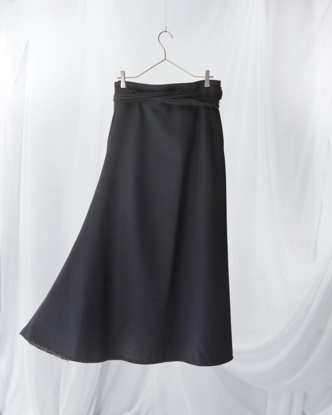 wrapped layered frayed skirt