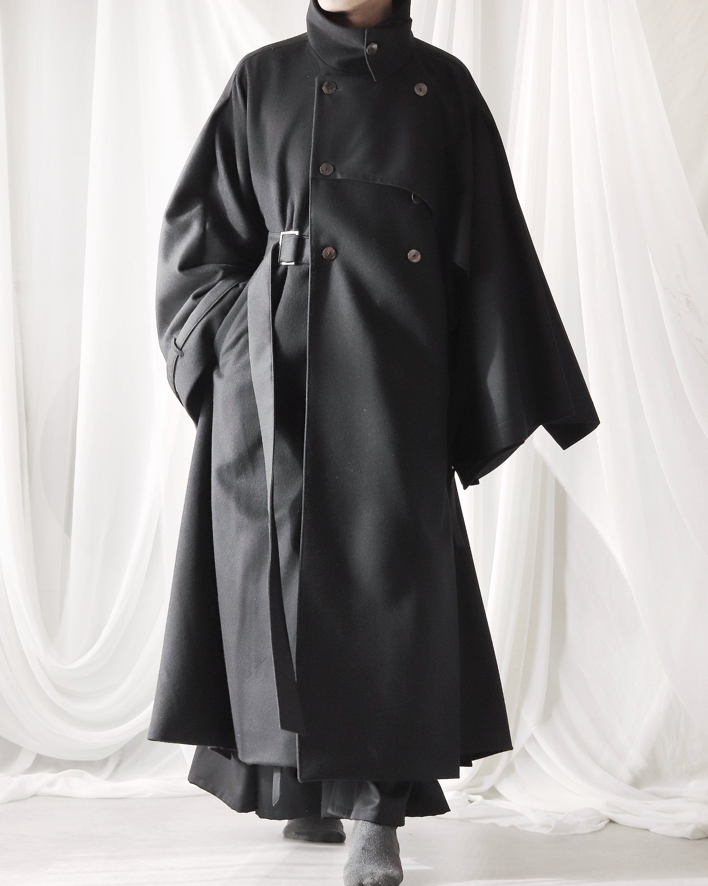 wool layered trench coat