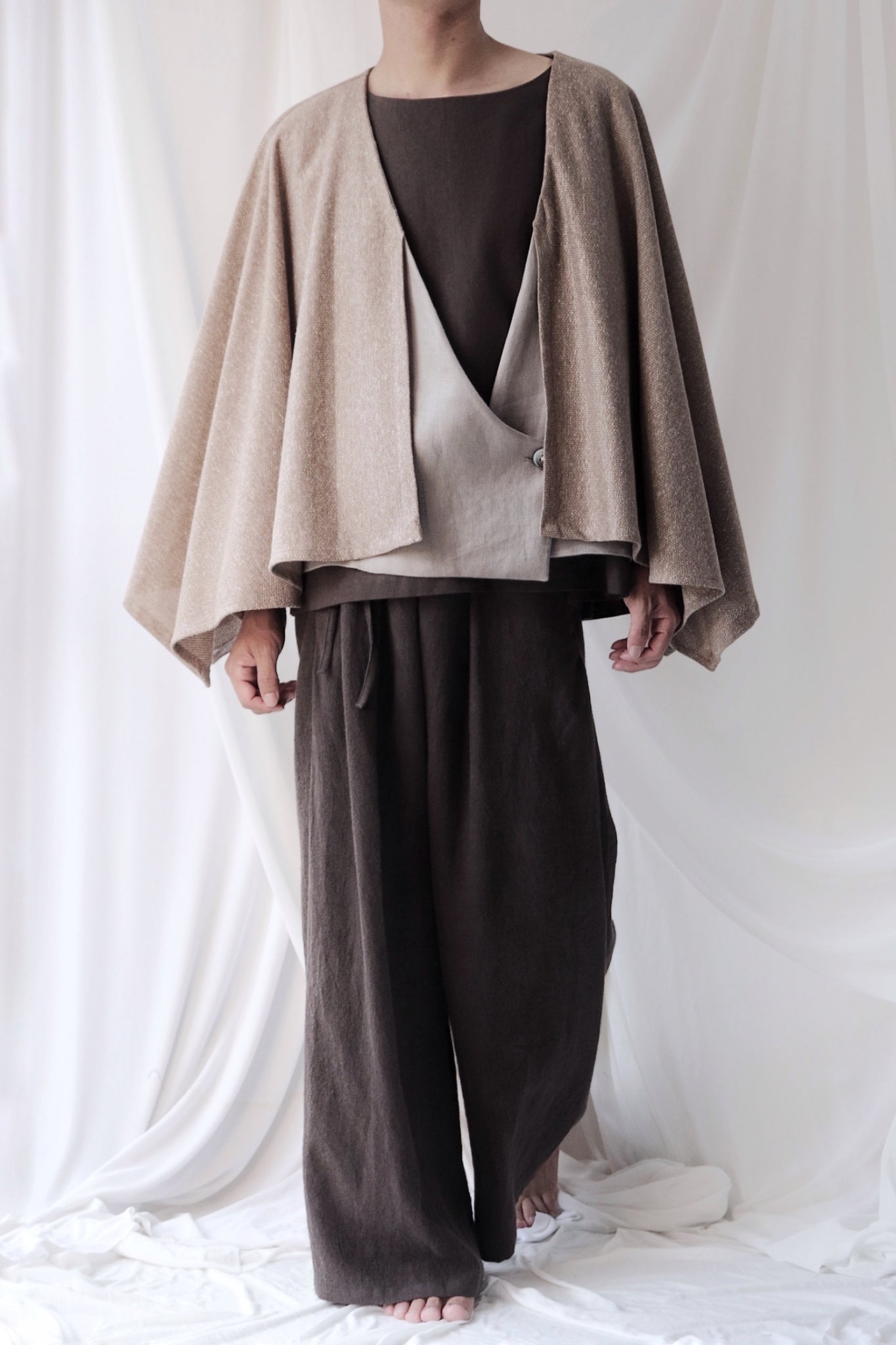 cotton knit haori cardigan