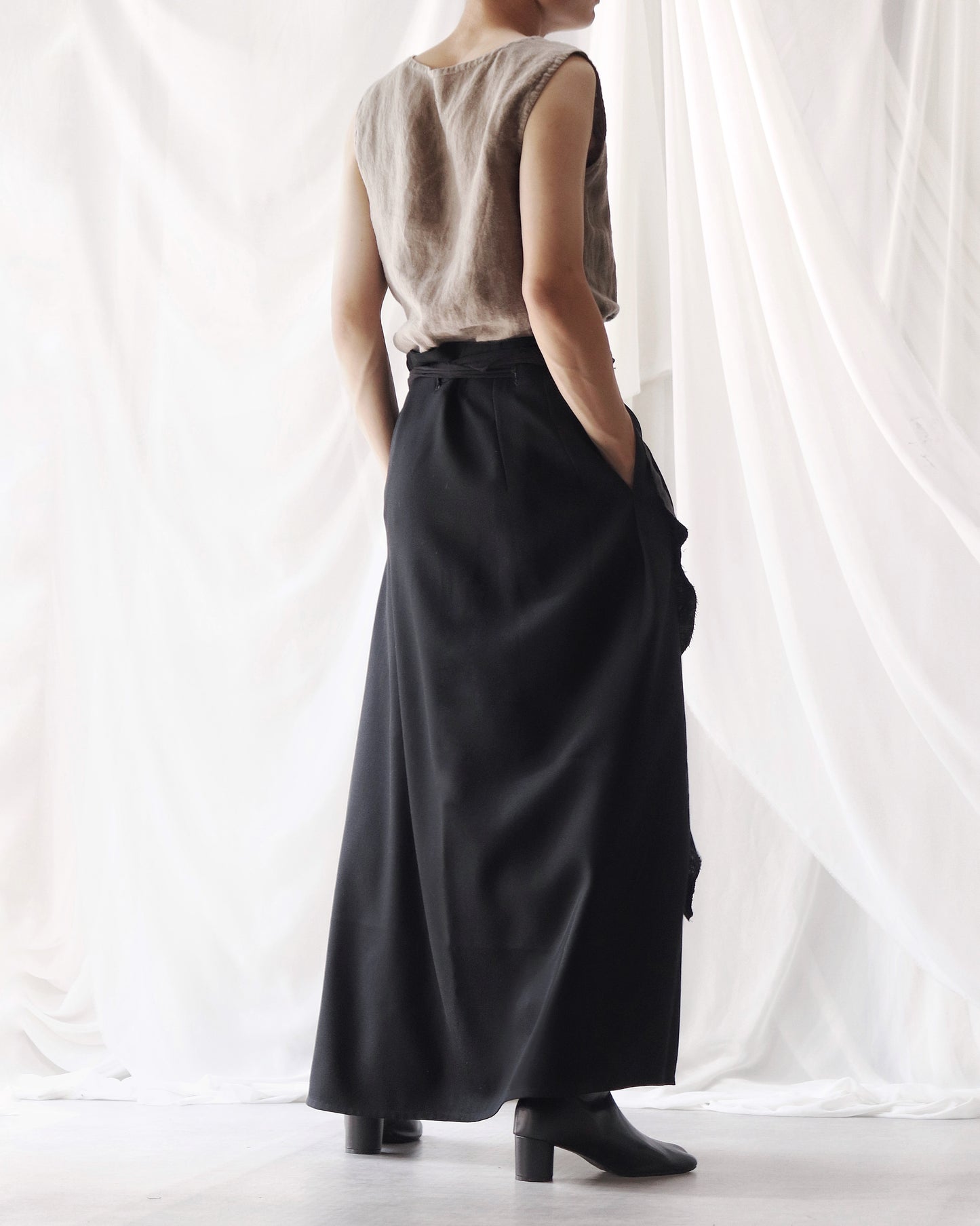 wrapped layered frayed skirt