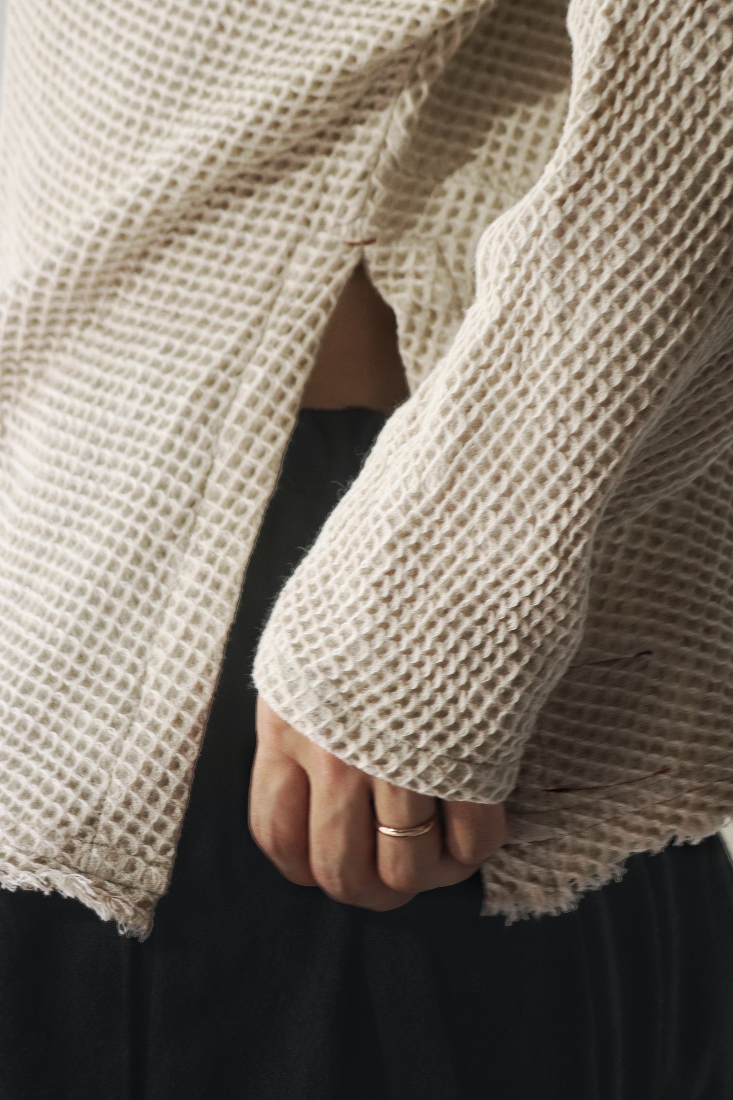 waffle bias pullover