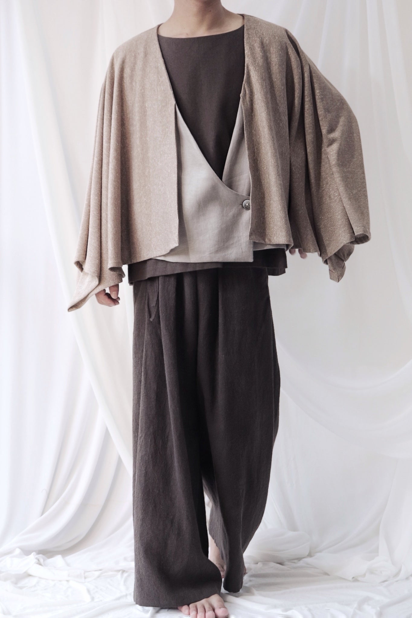 cotton knit haori cardigan