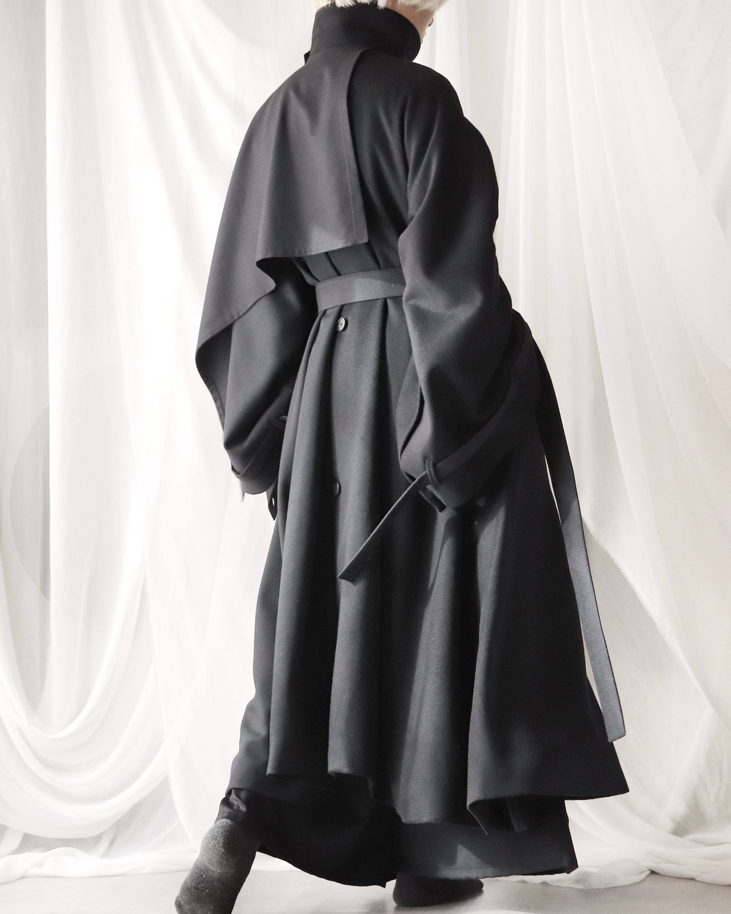 wool layered trench coat