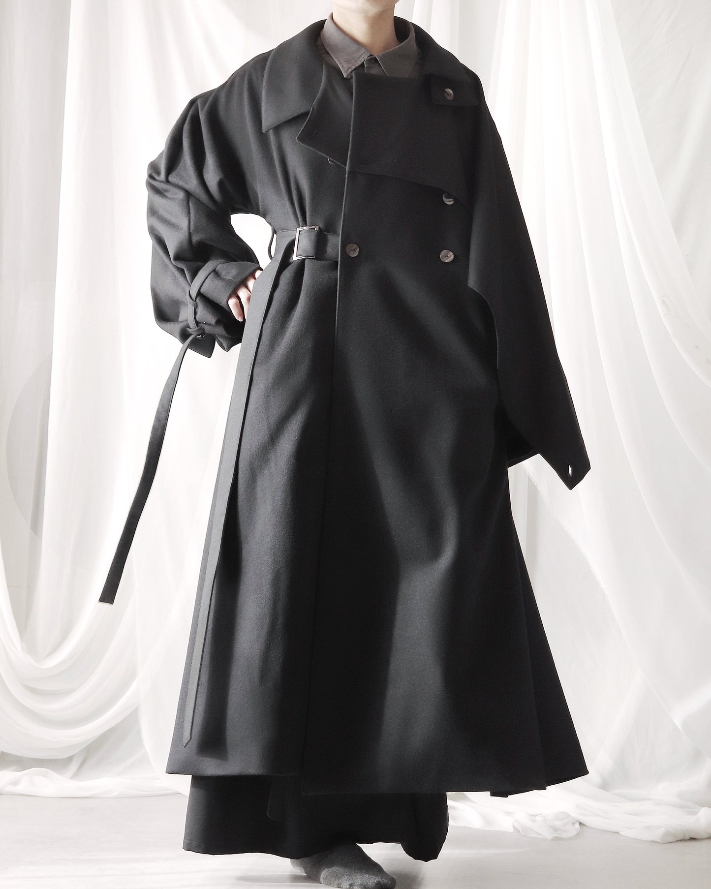 wool layered trench coat