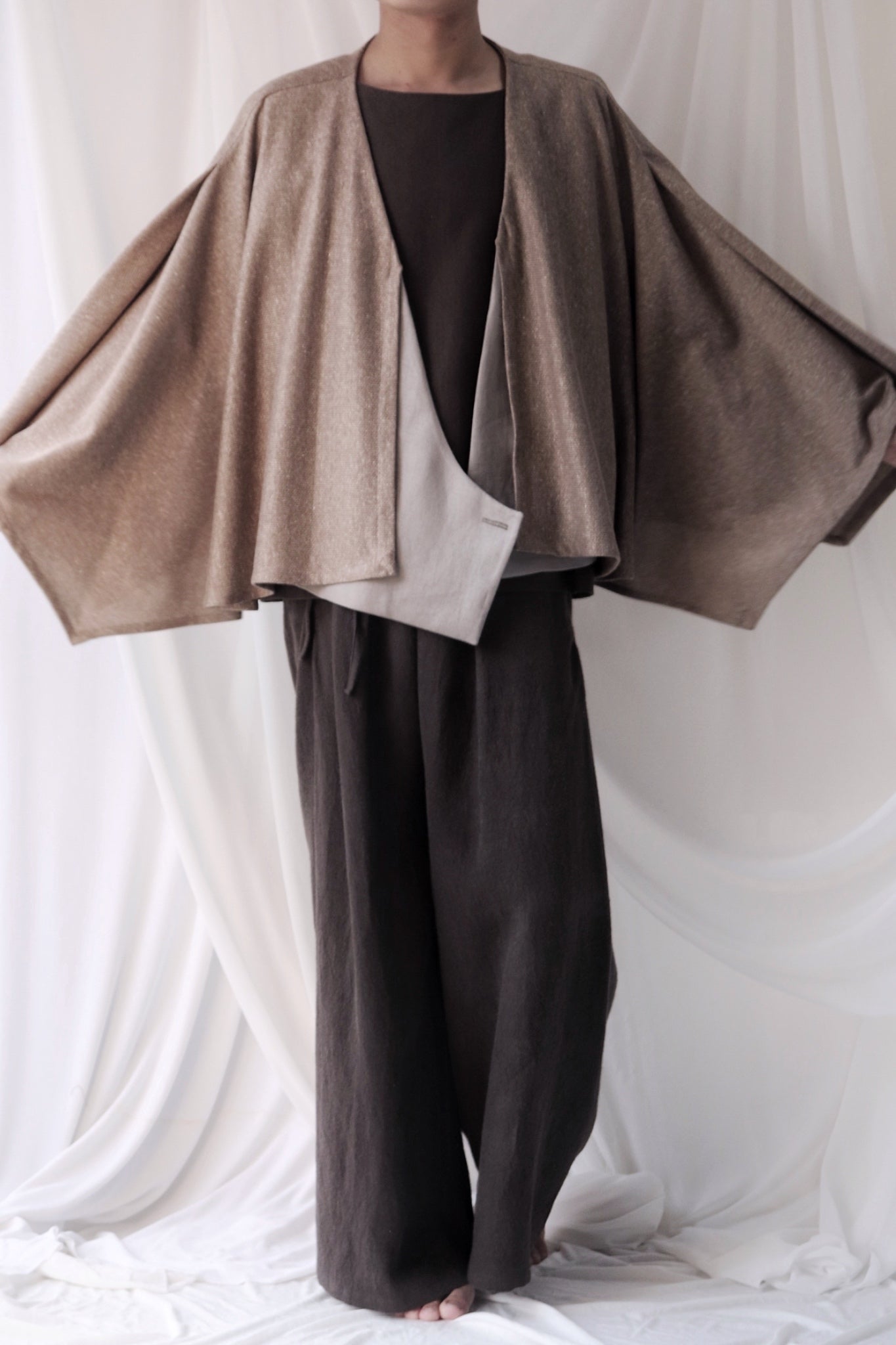 cotton knit haori cardigan