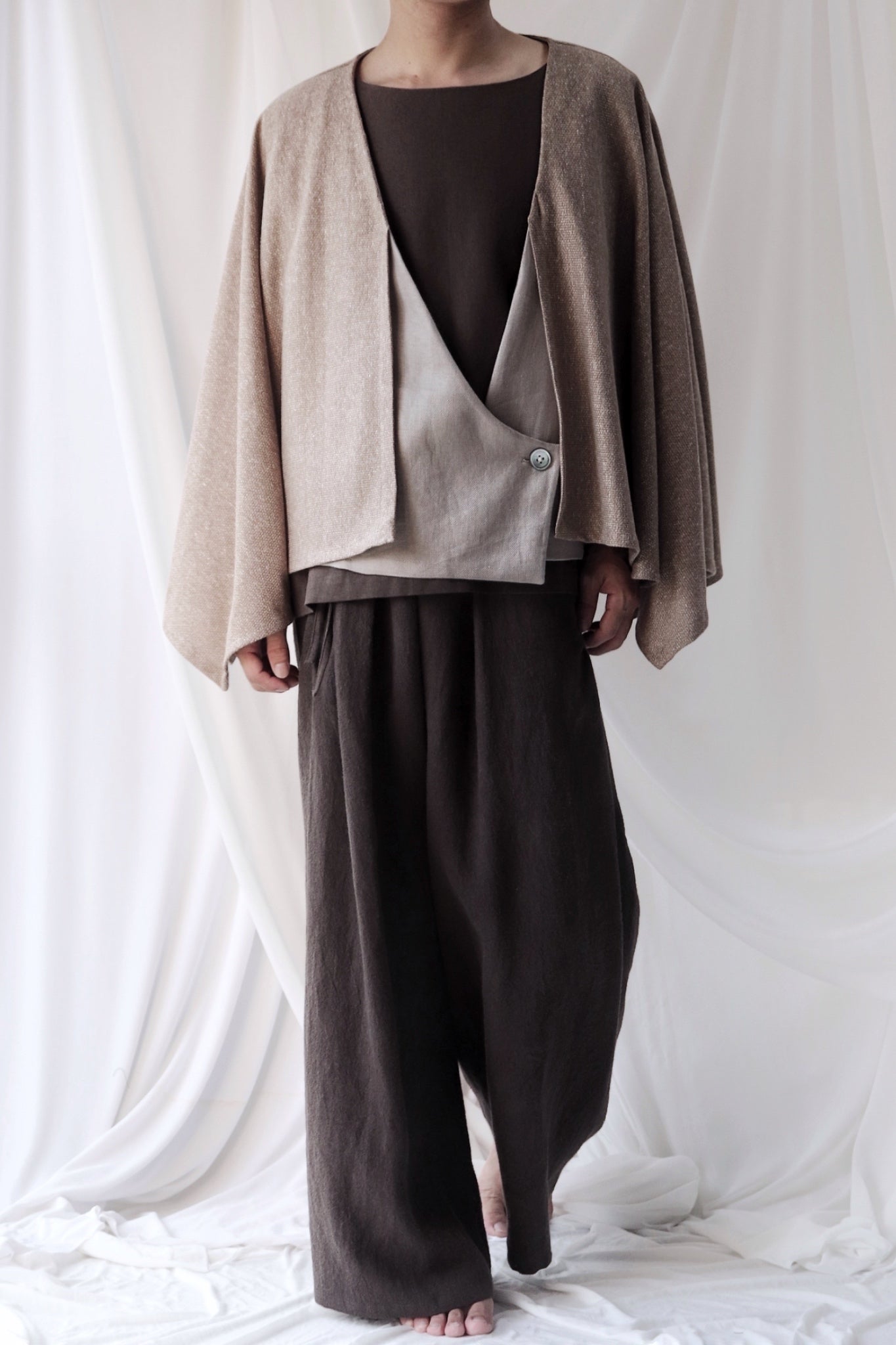 cotton knit haori cardigan