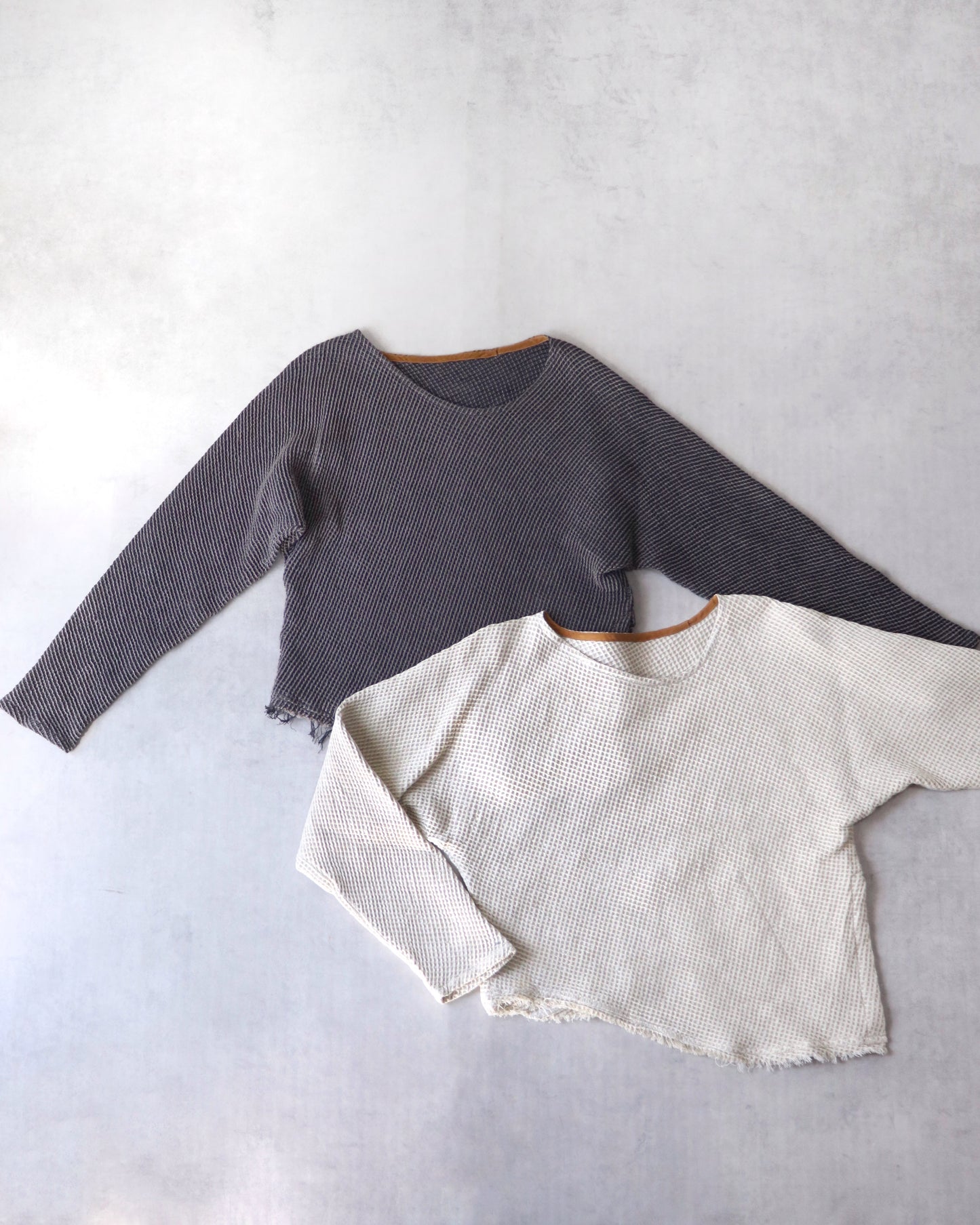 waffle bias pullover