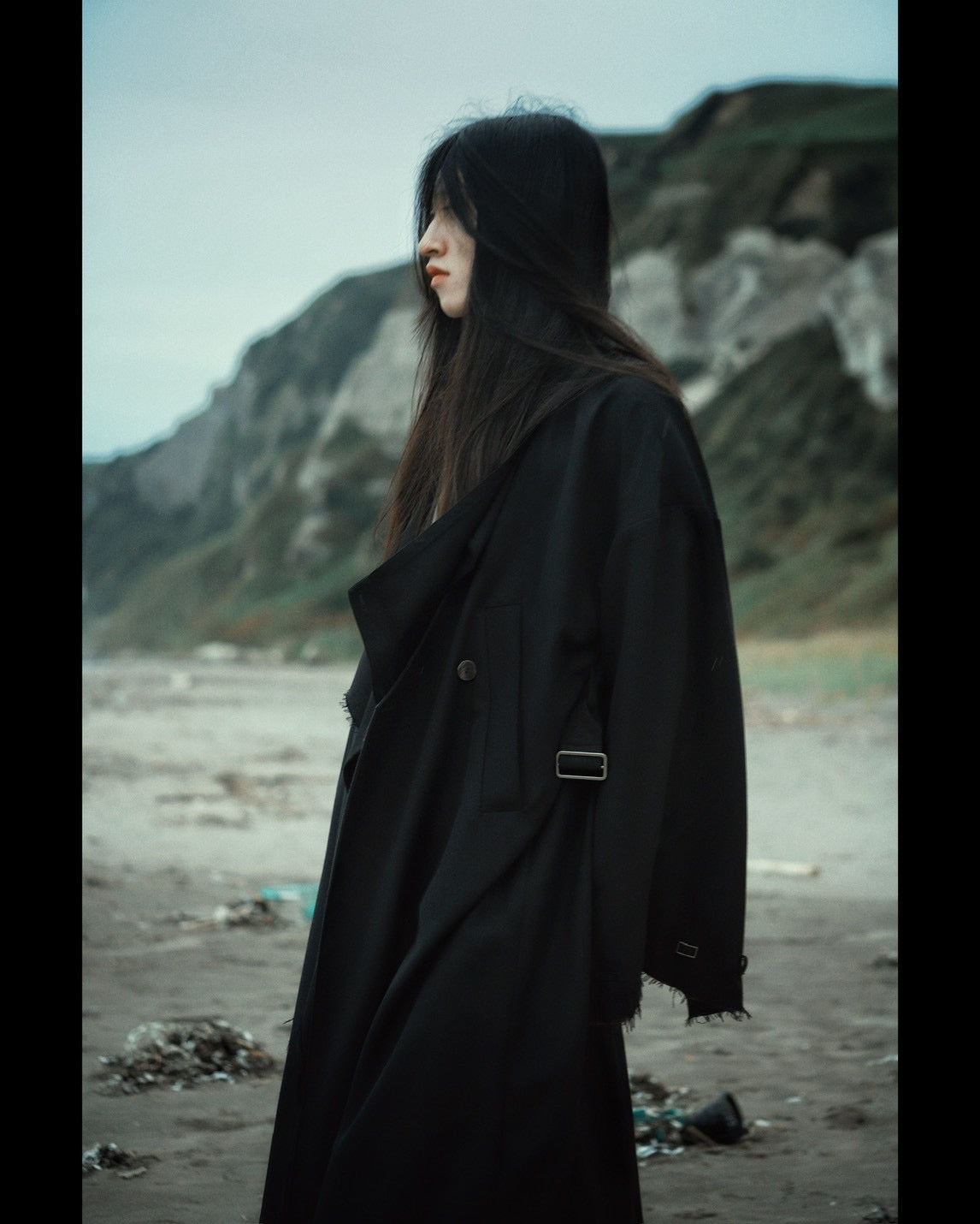 layered frayed coat