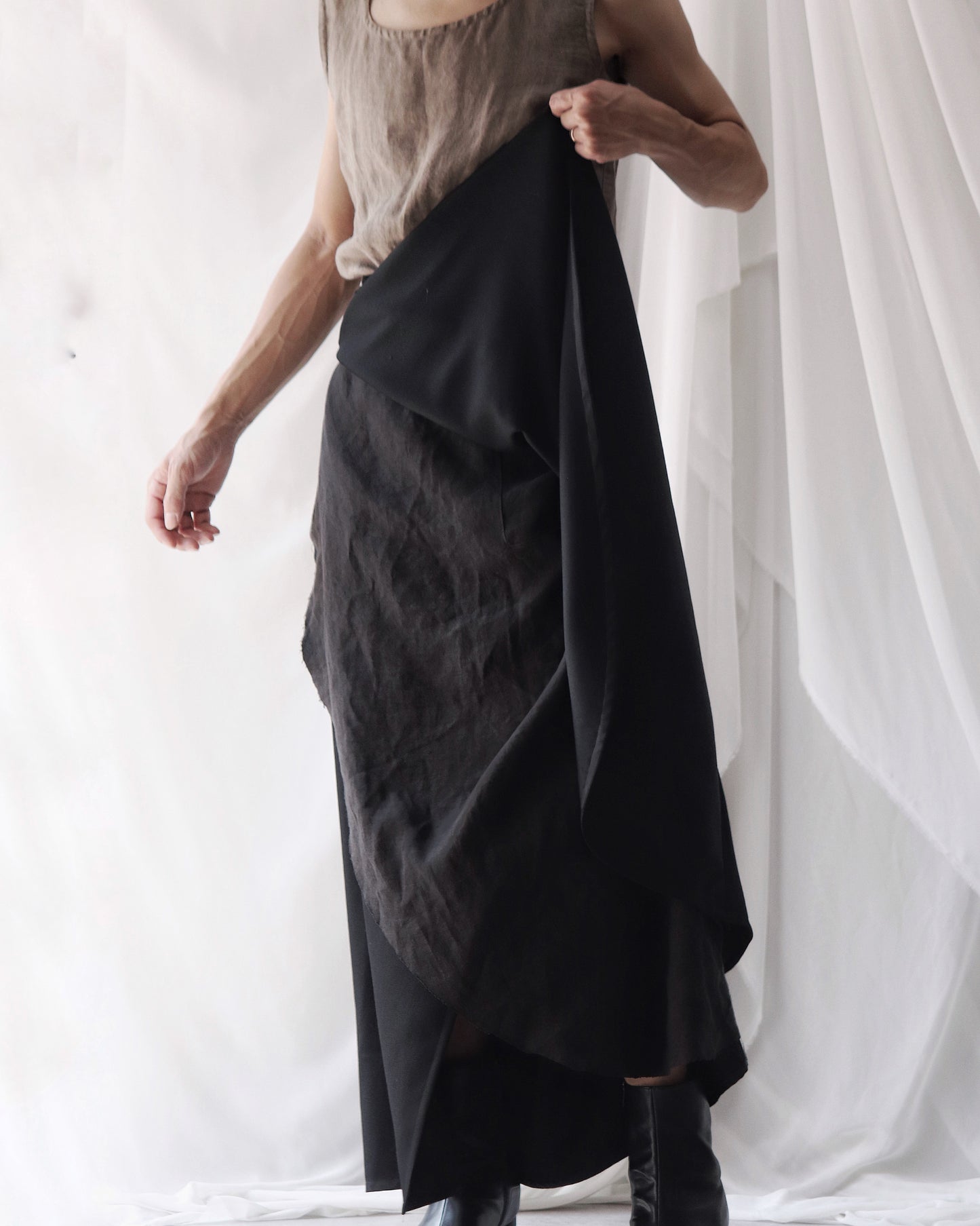 wrapped layered frayed skirt