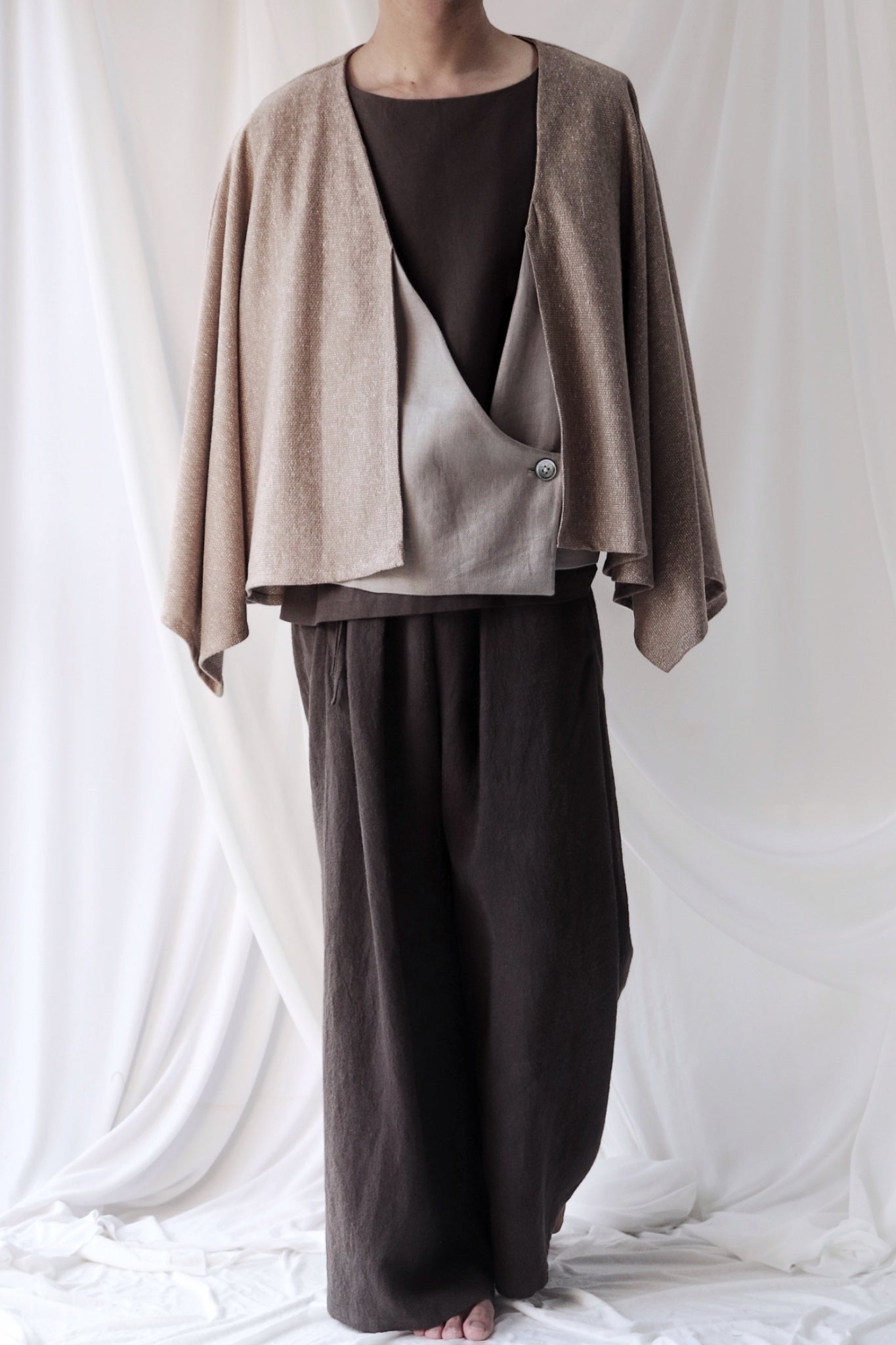 cotton knit haori cardigan