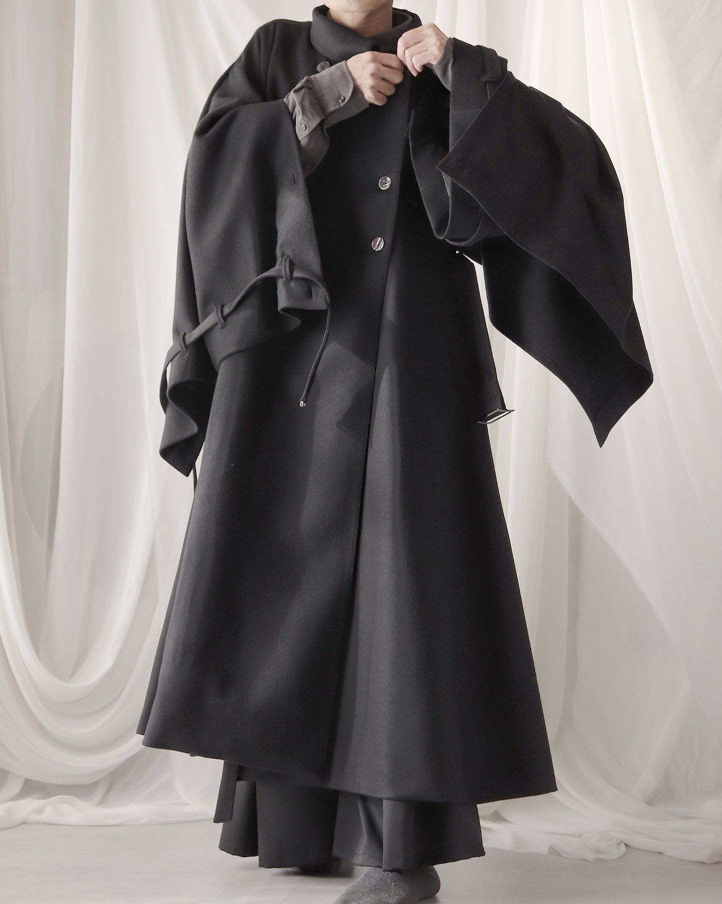wool layered trench coat