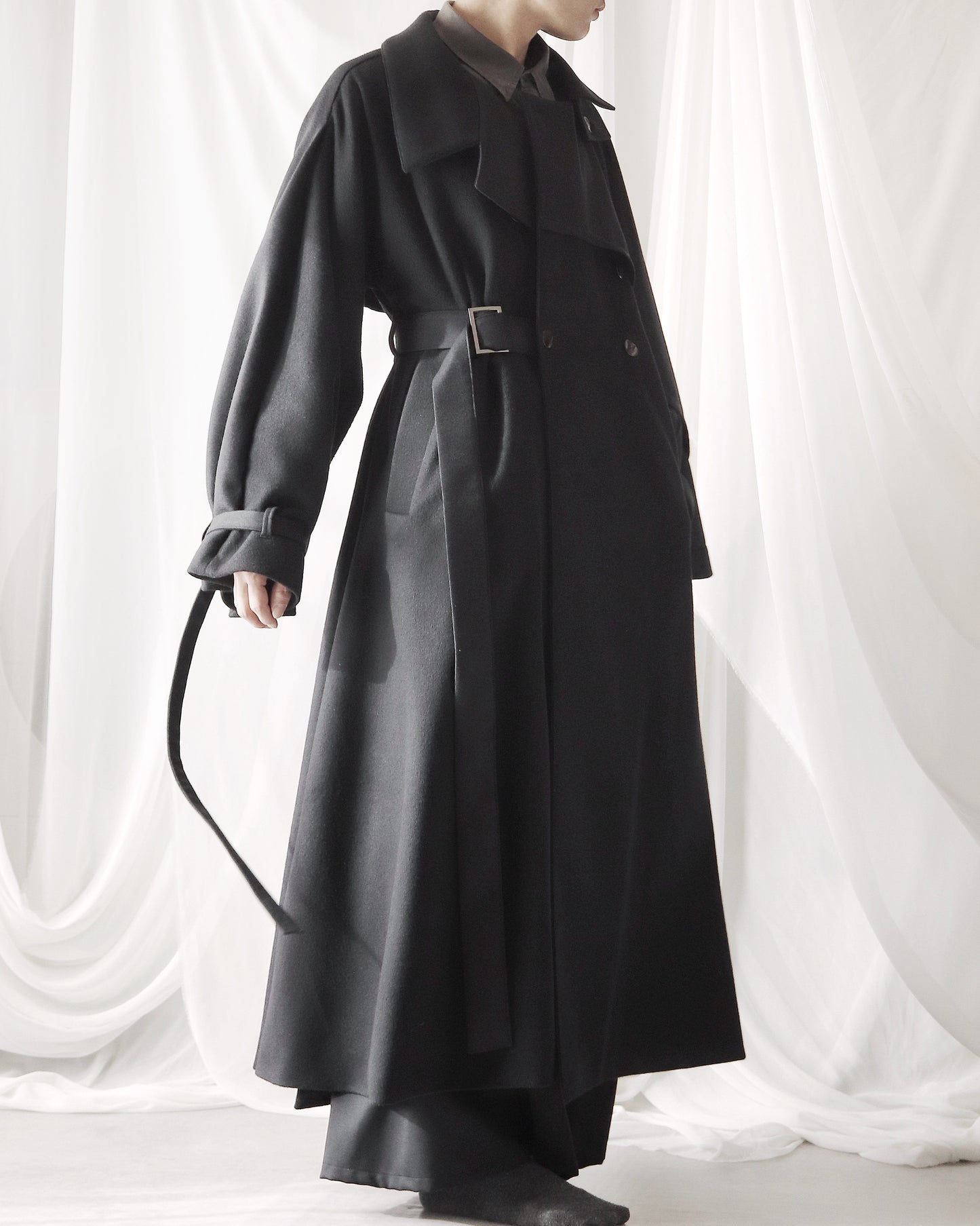 wool layered trench coat