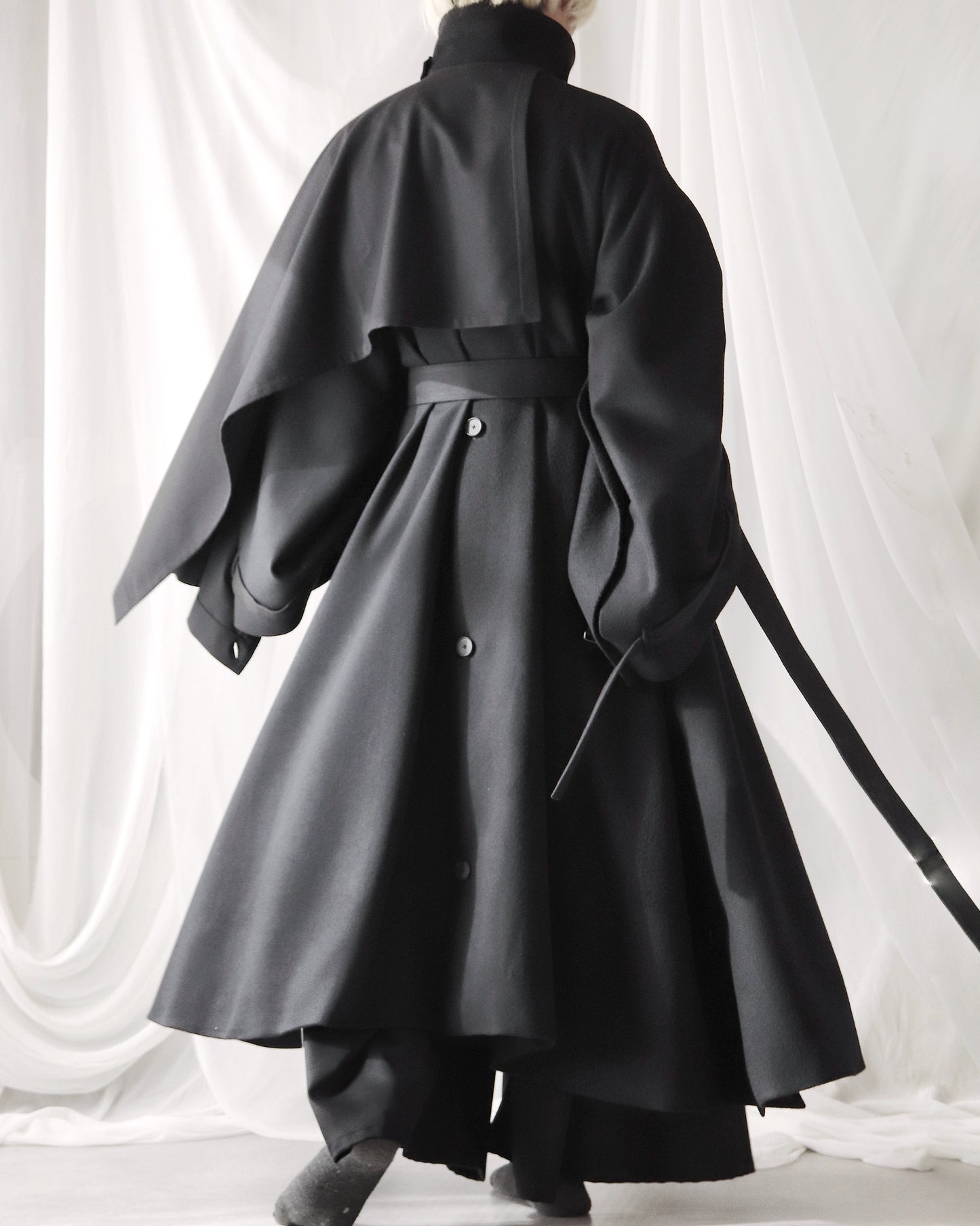 wool layered trench coat
