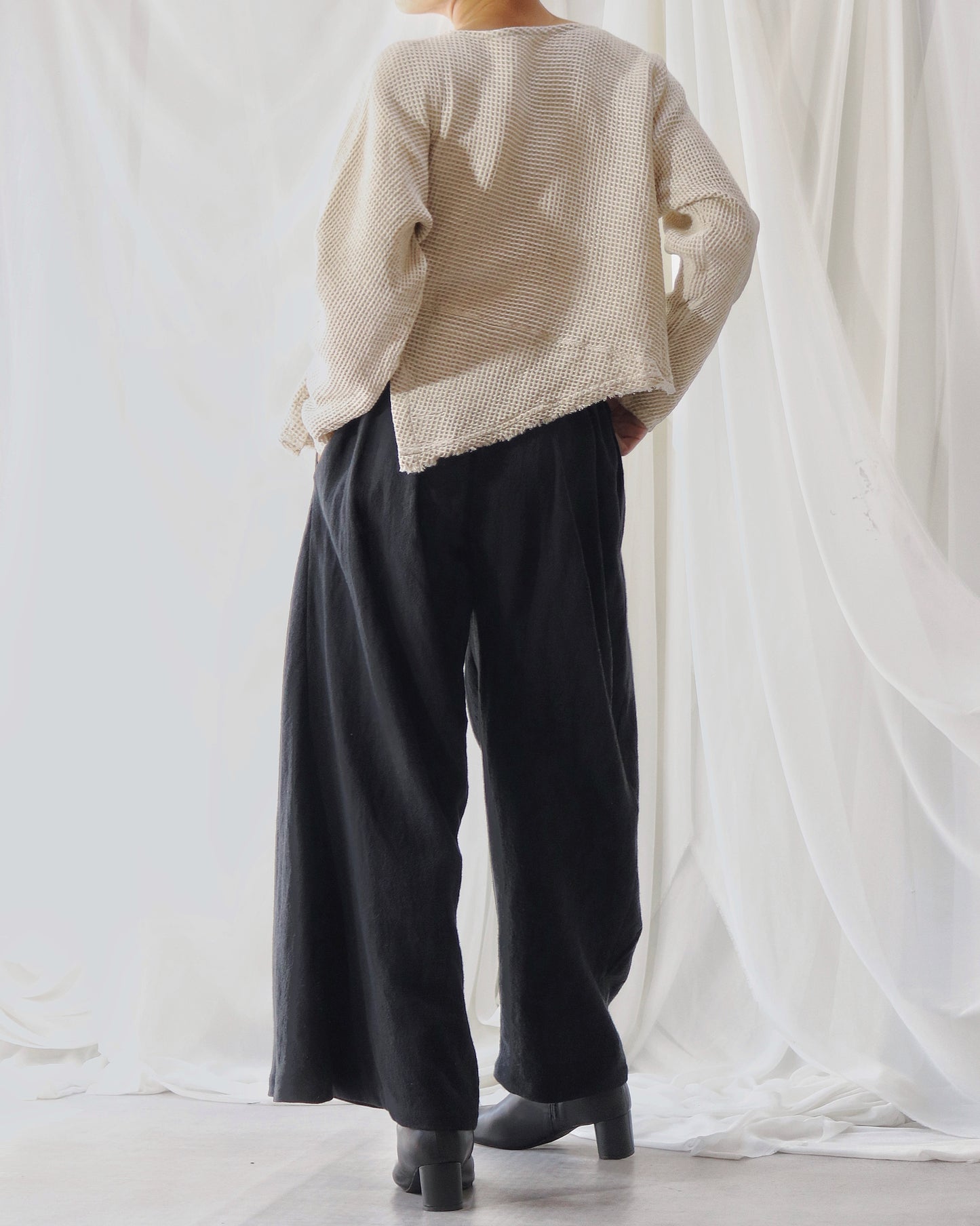 waffle bias pullover
