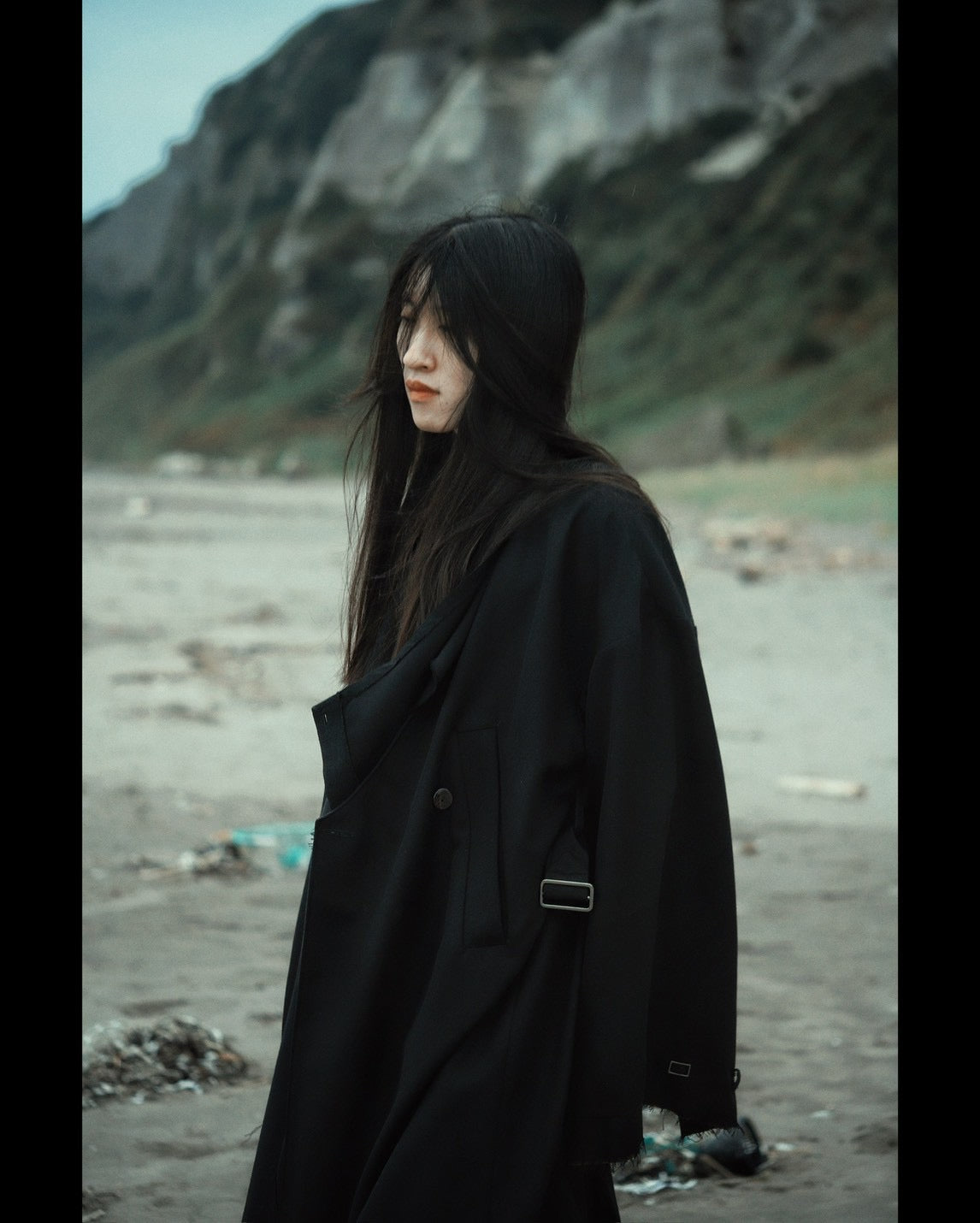 layered frayed coat