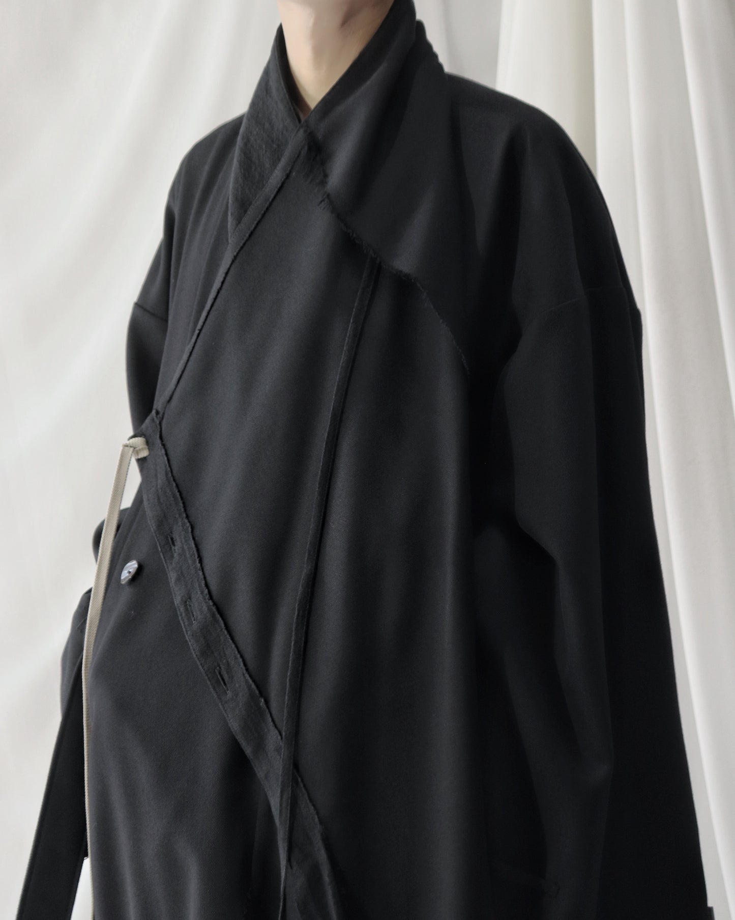 layered frayed coat