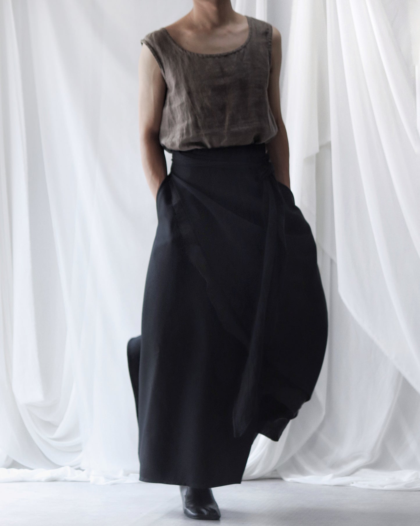 wrapped layered frayed skirt