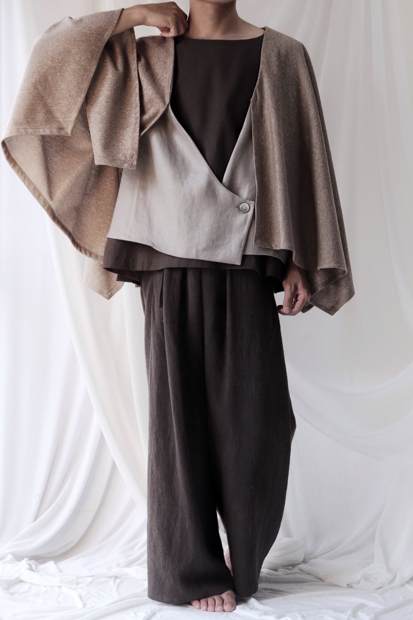 cotton knit haori cardigan
