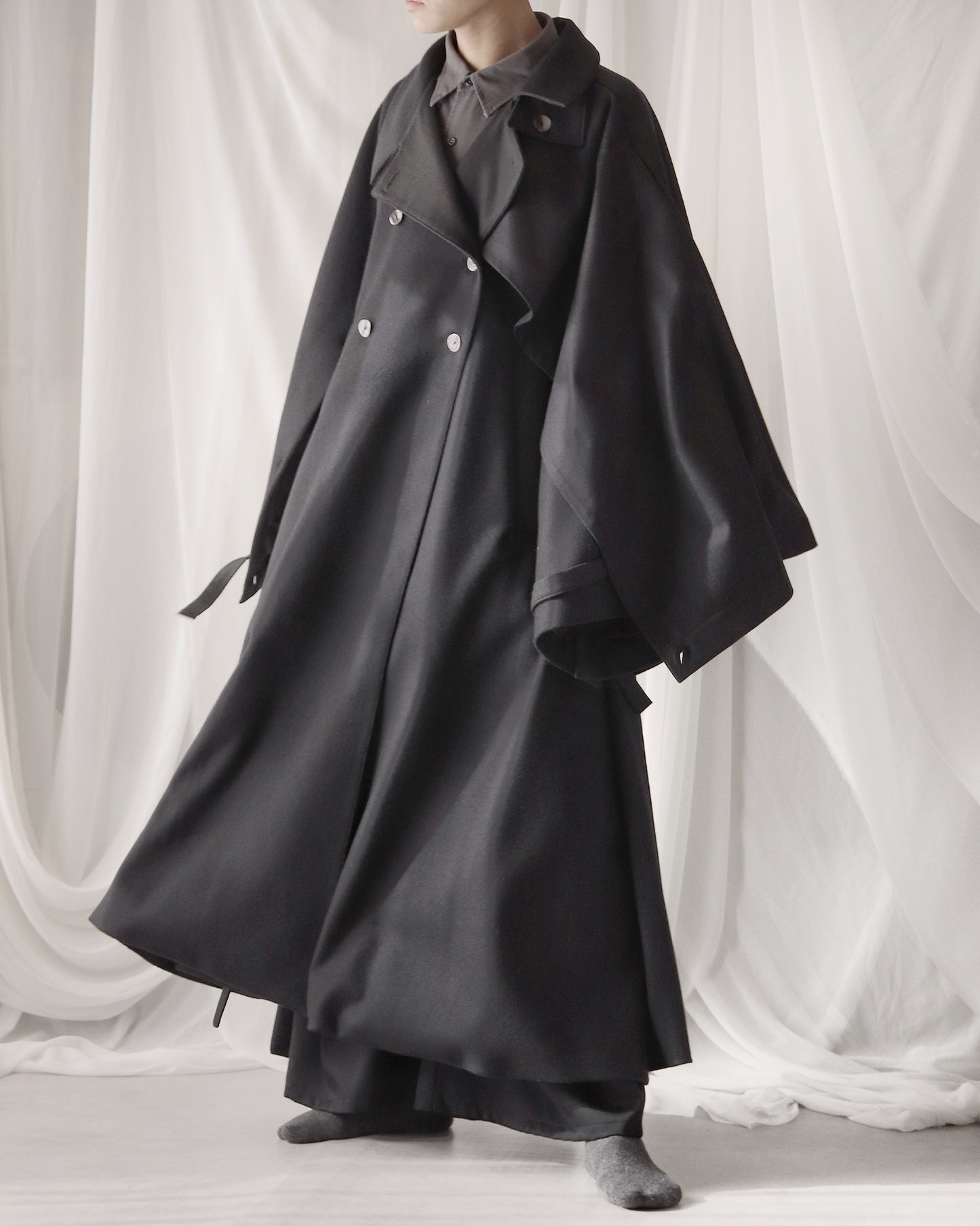 wool layered trench coat