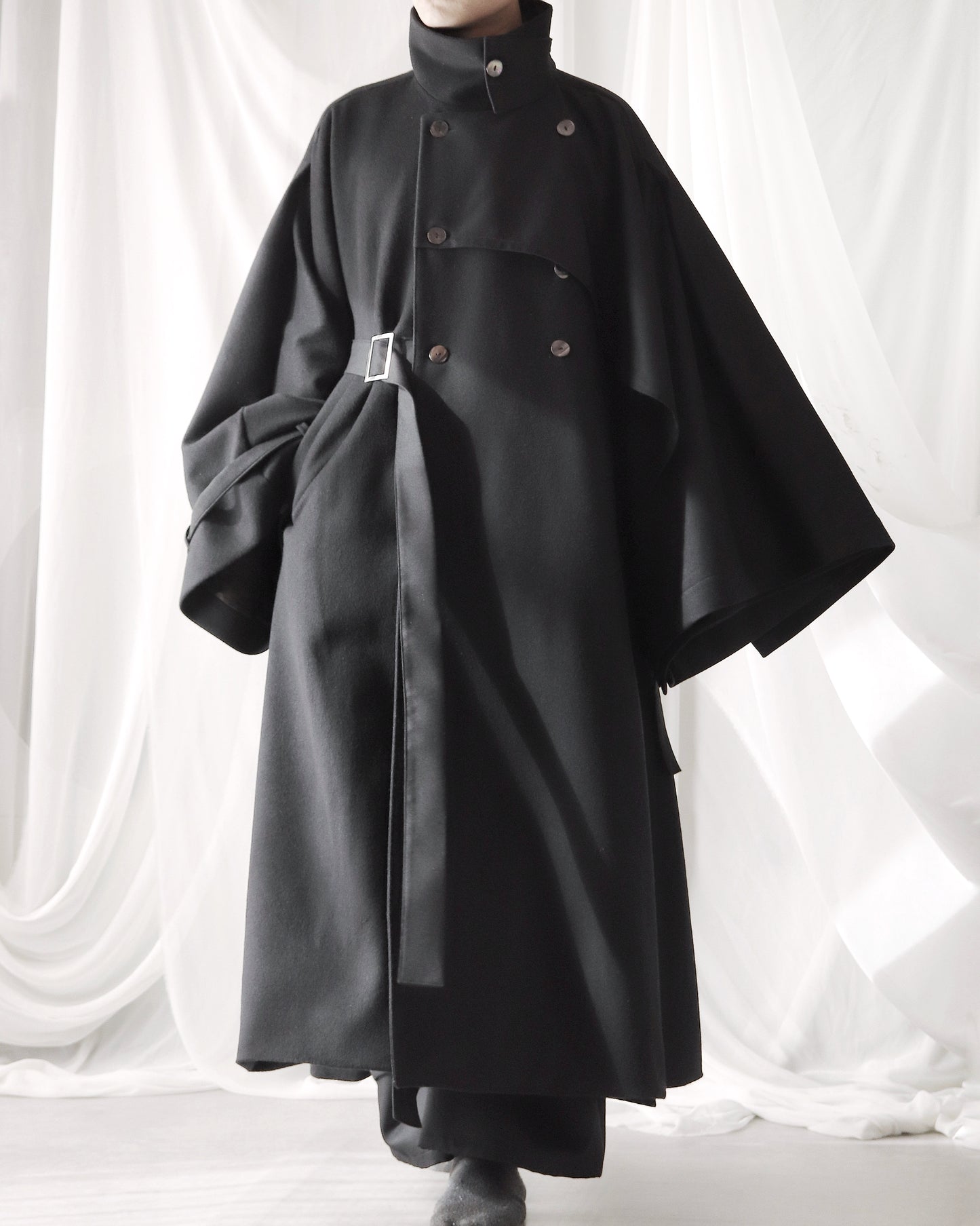 wool layered trench coat