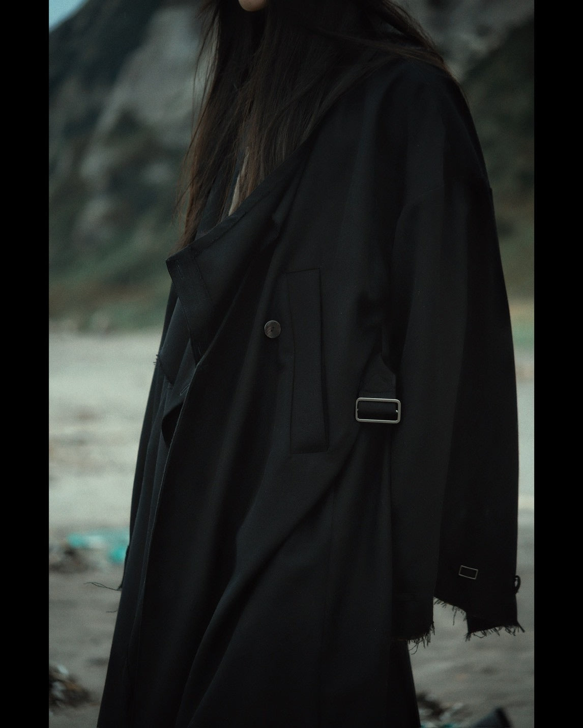 layered frayed coat