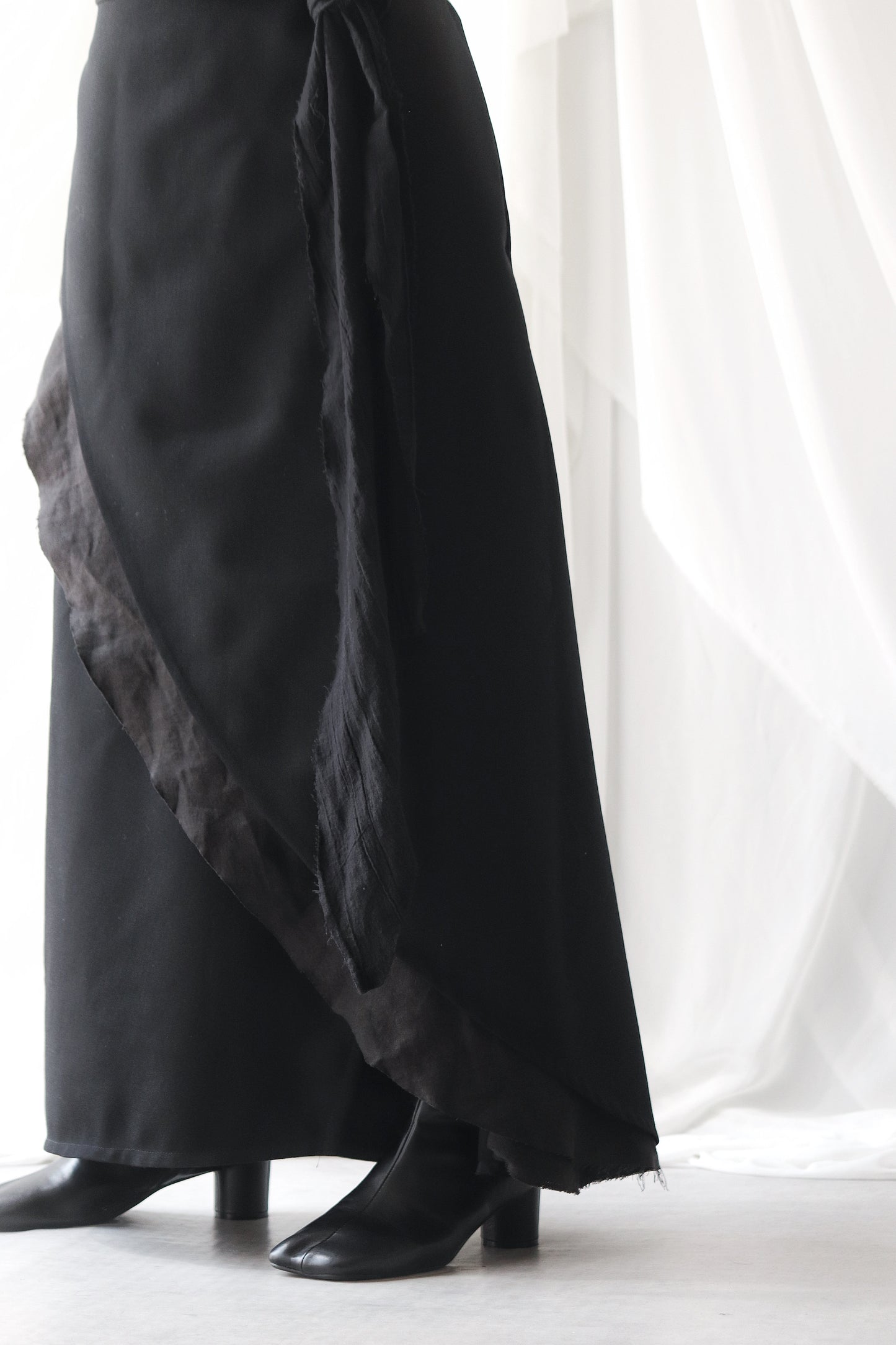 wrapped layered frayed skirt