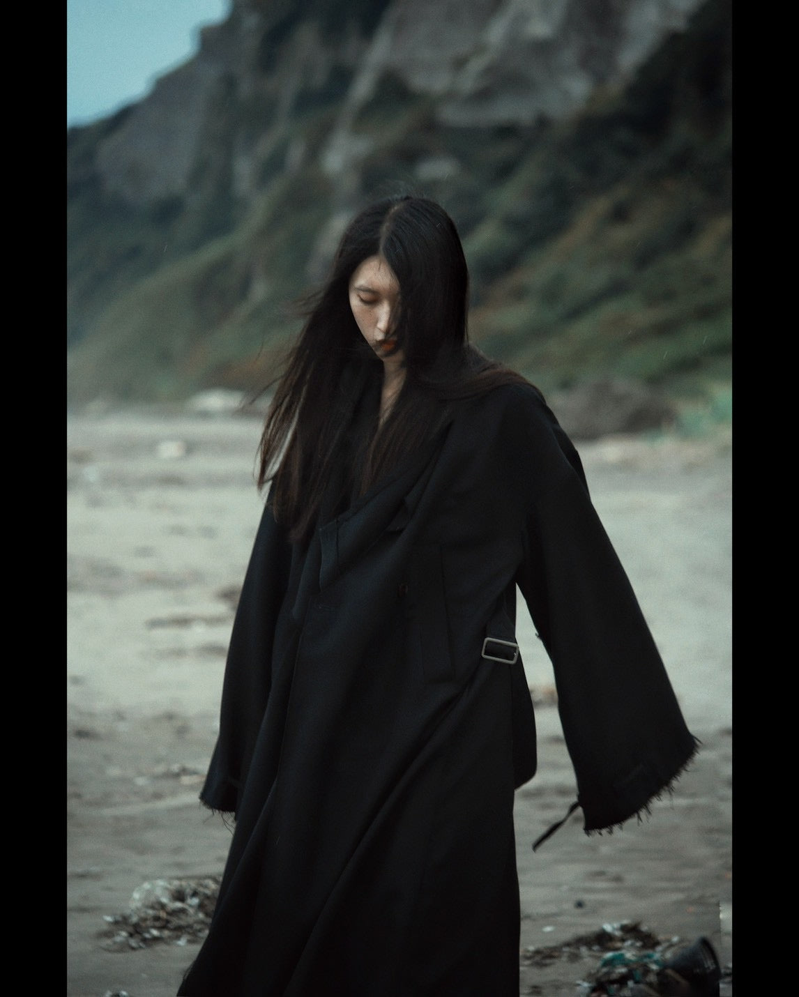 layered frayed coat
