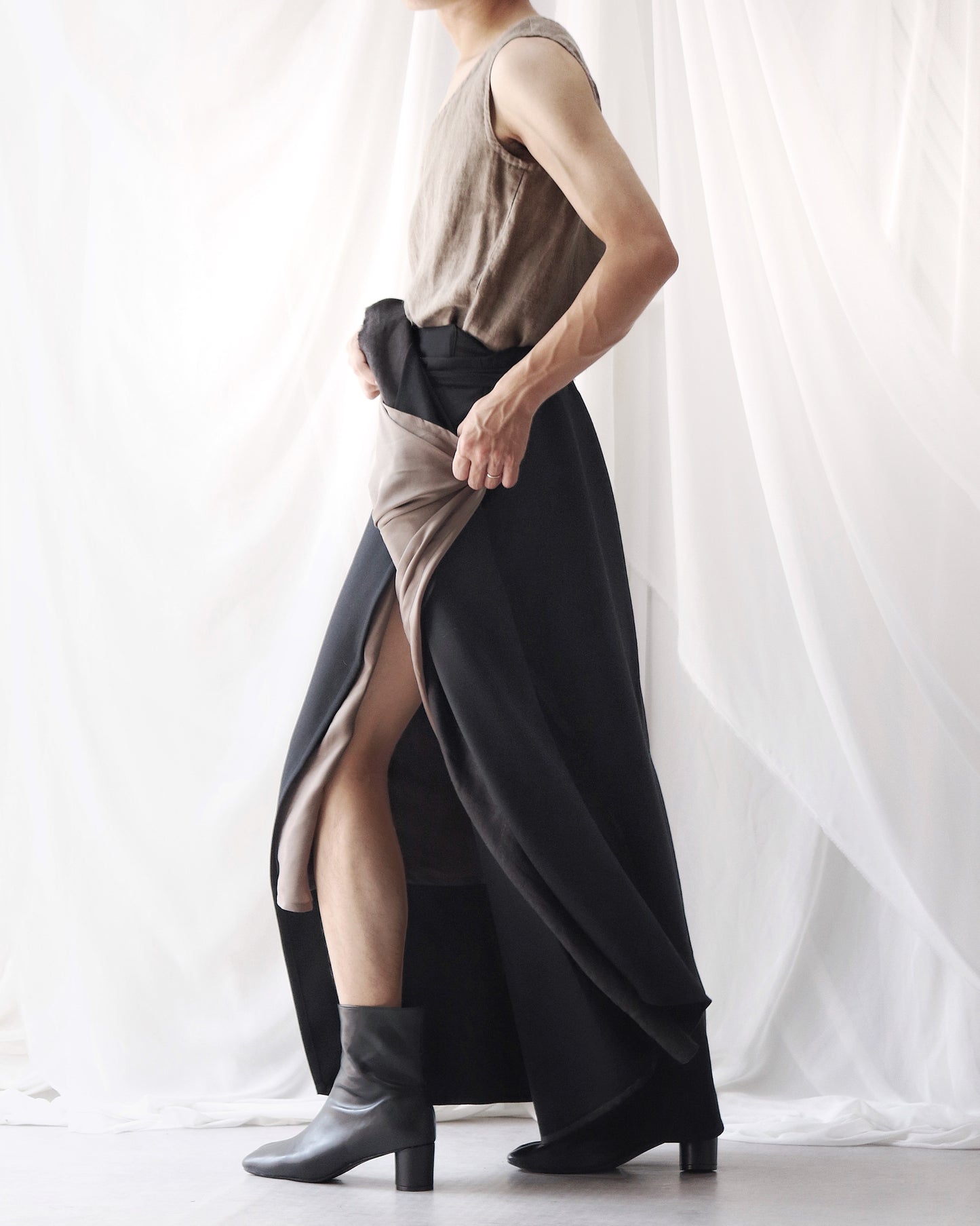 wrapped layered frayed skirt