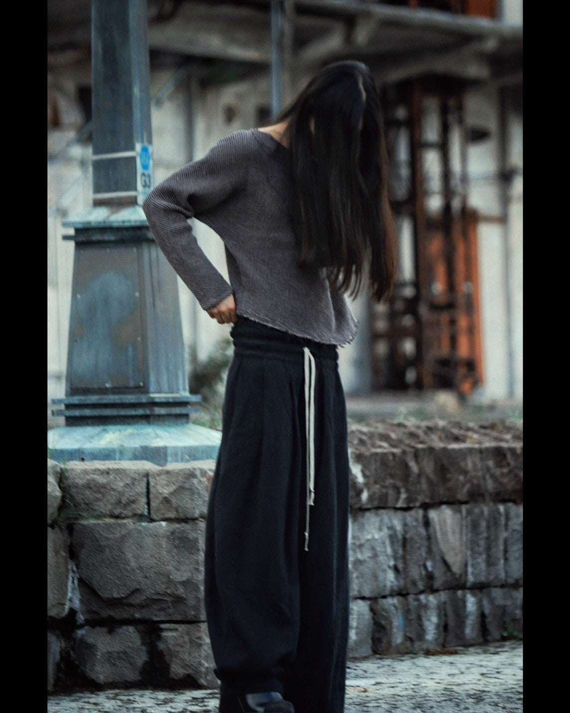 asymmetry tuck easy pants