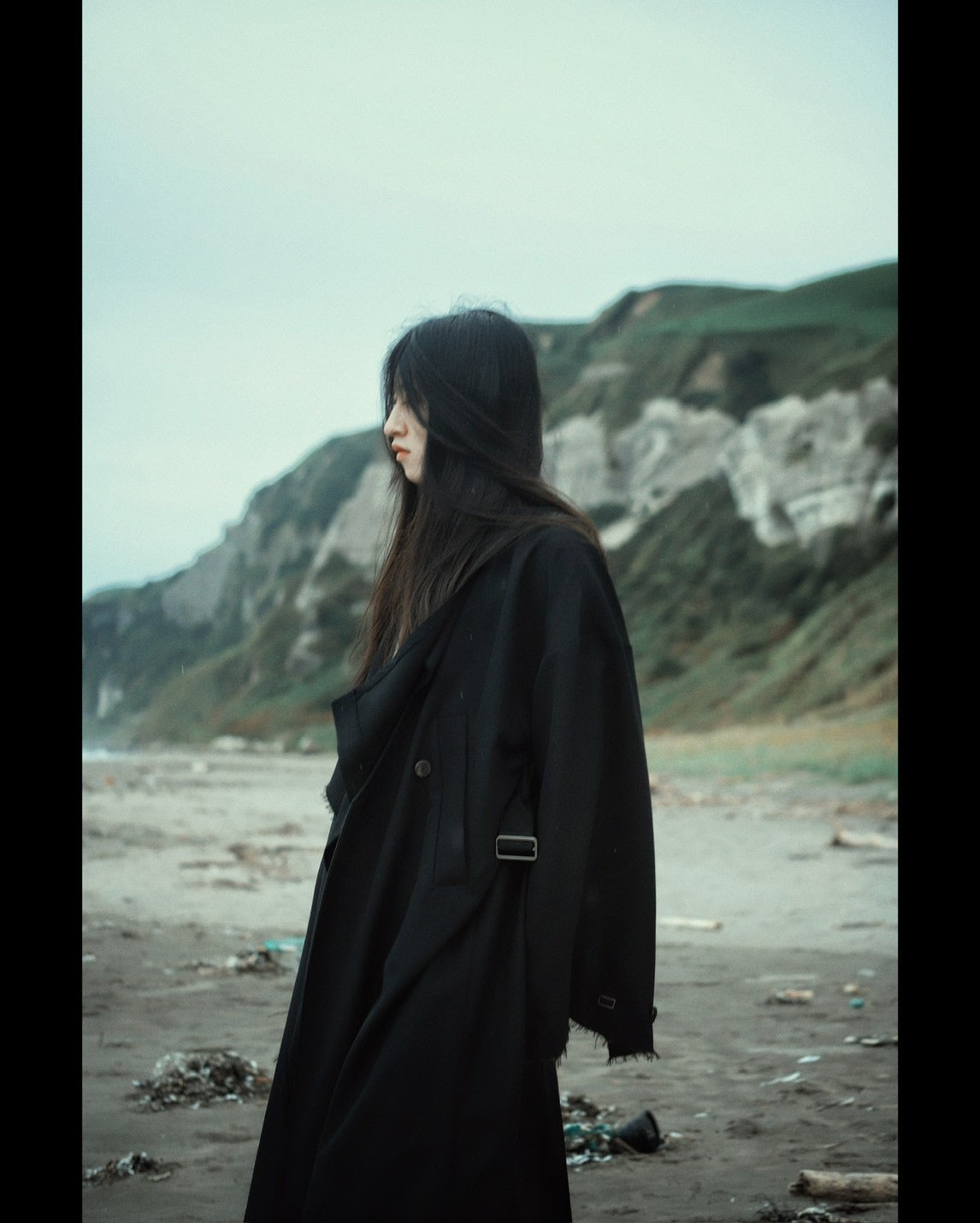 layered frayed coat