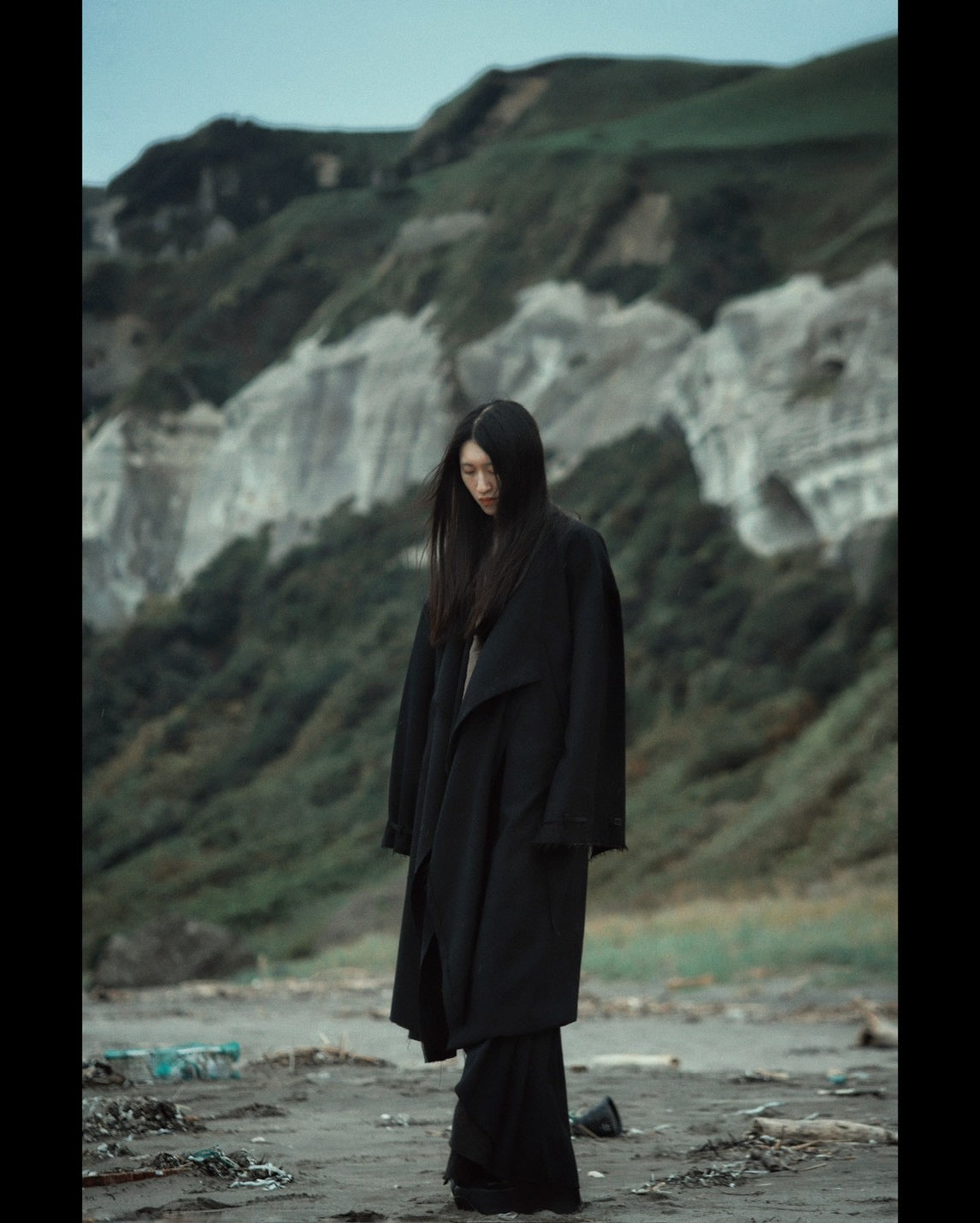 layered frayed coat