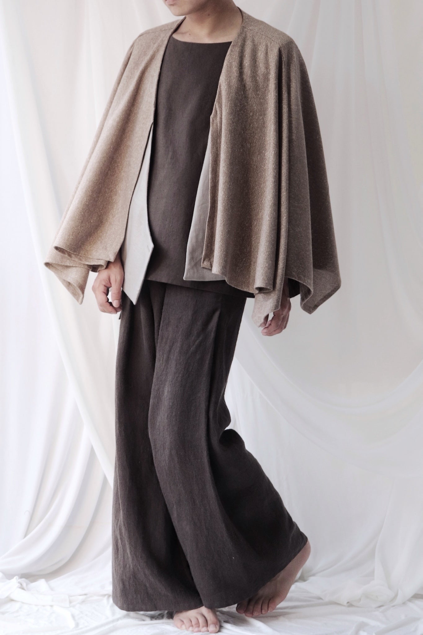 cotton knit haori cardigan