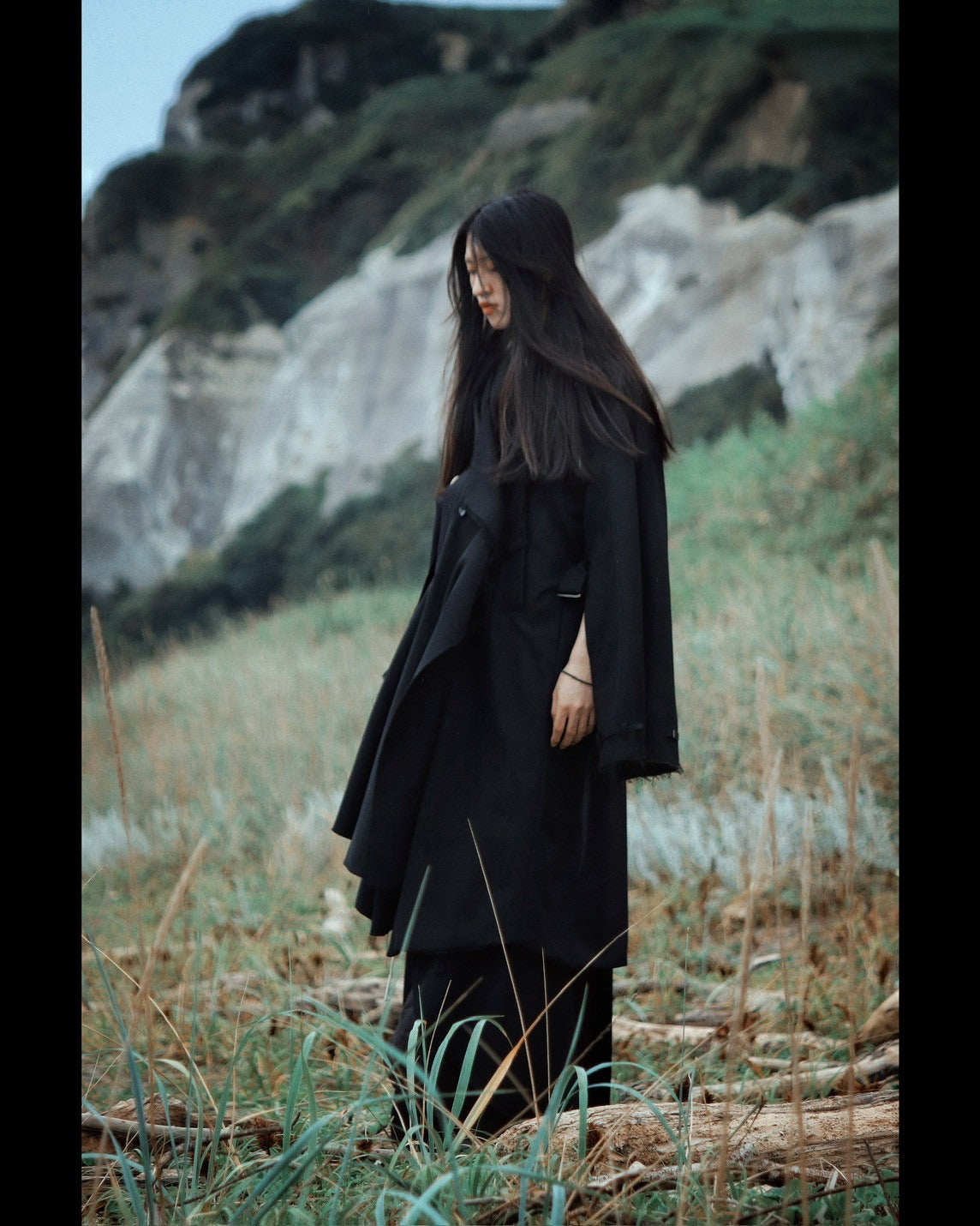 layered frayed coat