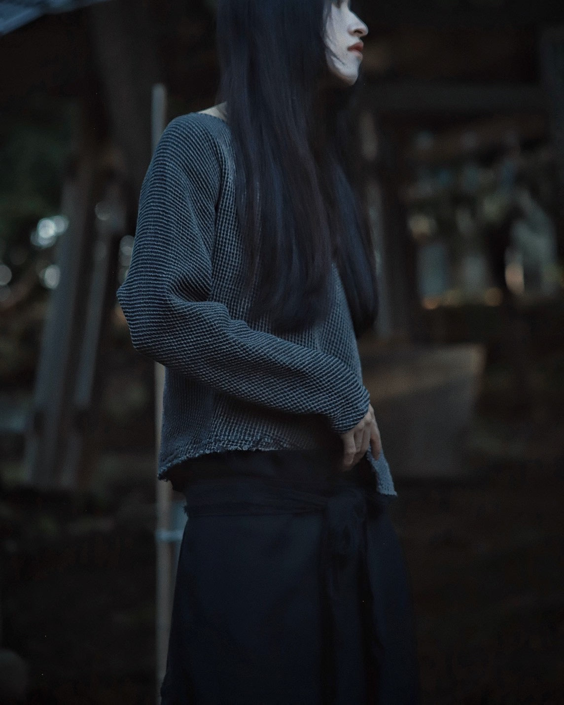 waffle bias pullover