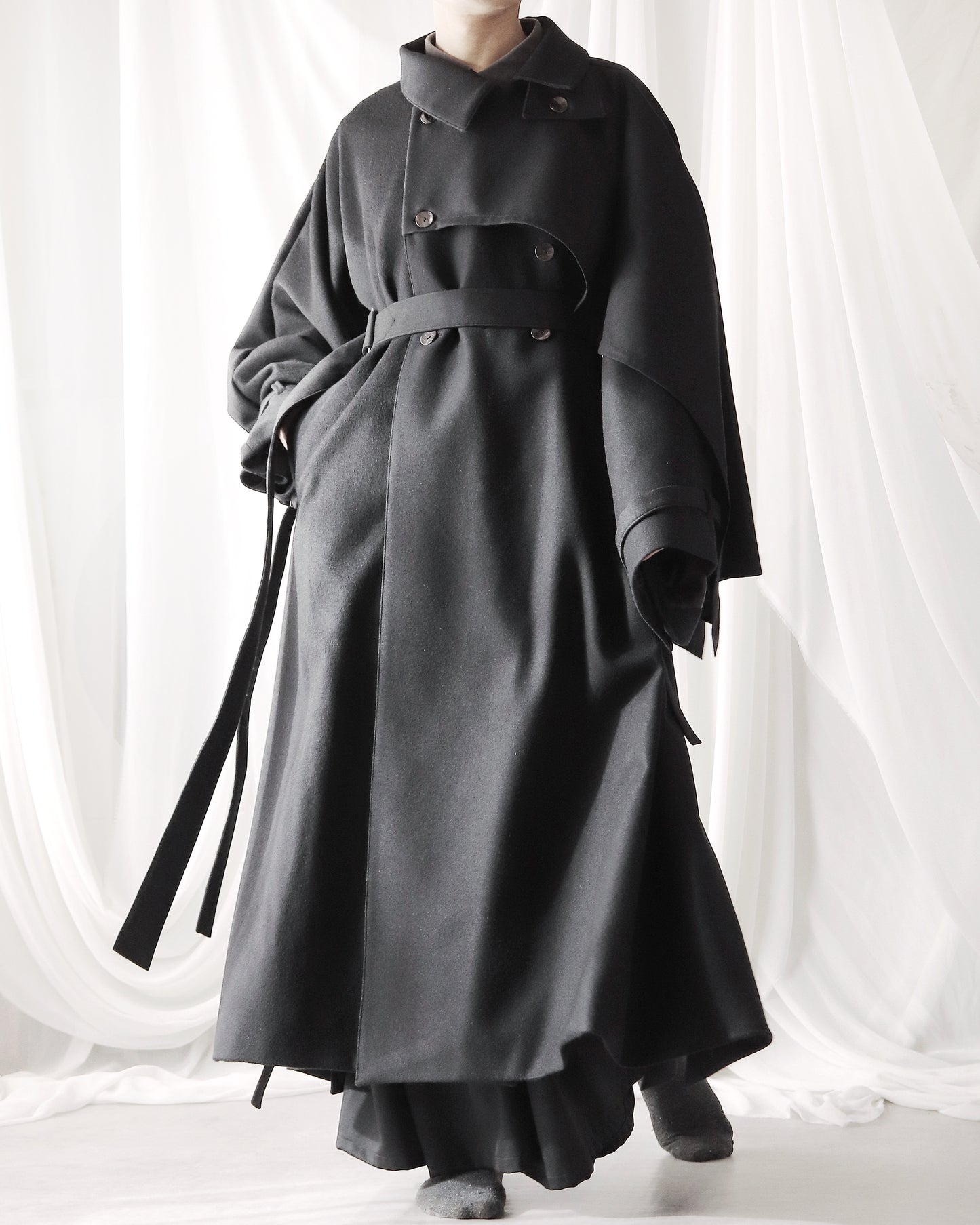 wool layered trench coat