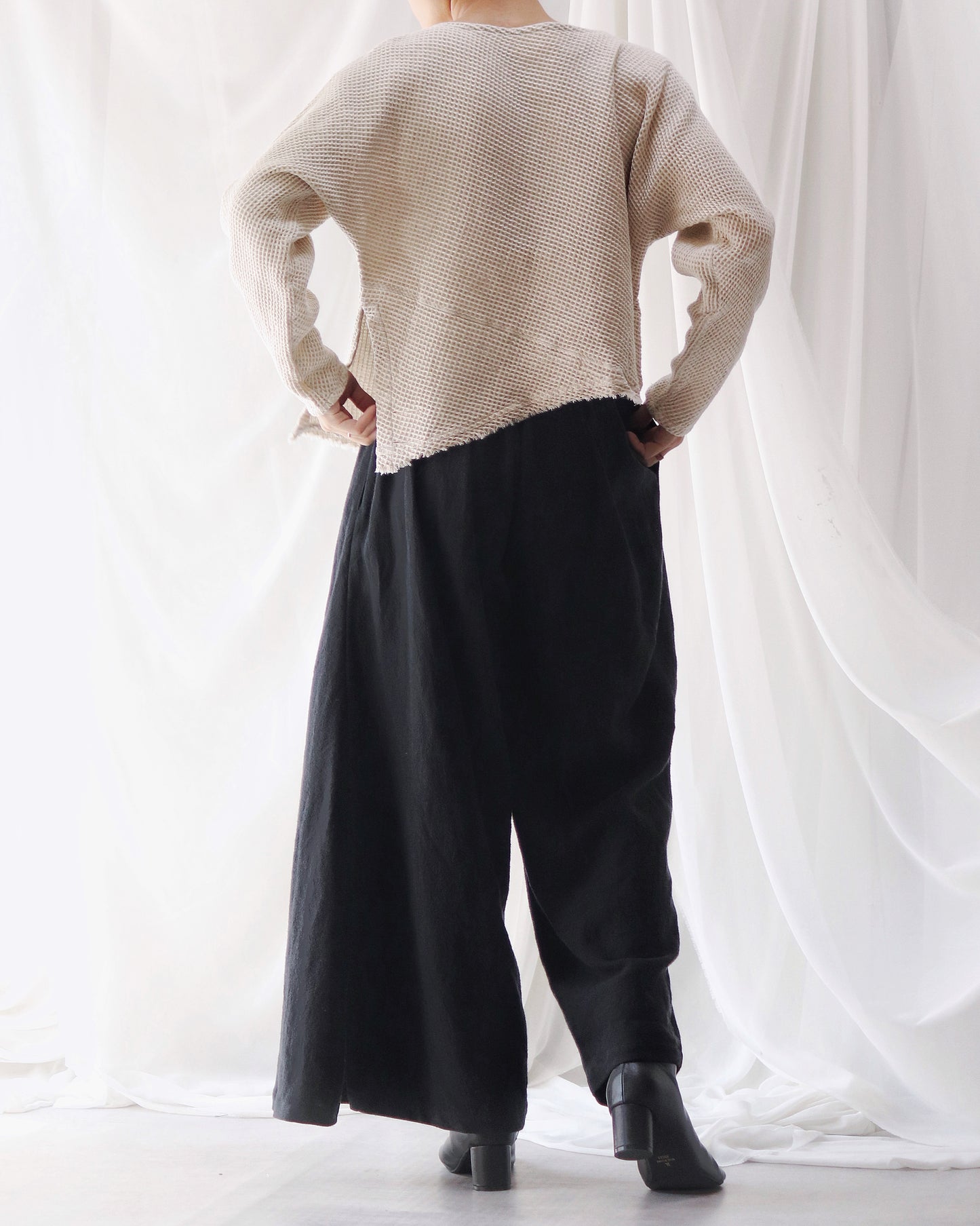 waffle bias pullover
