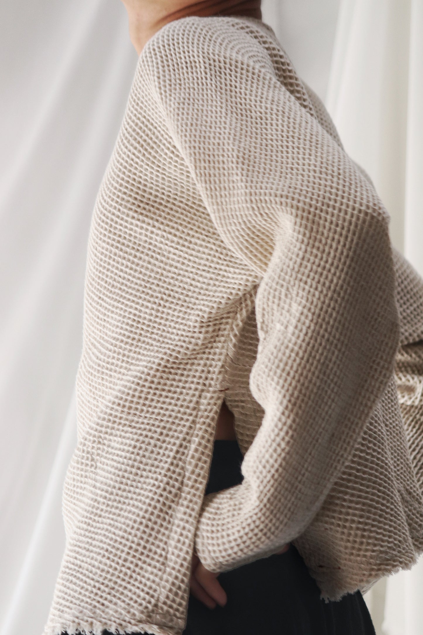 waffle bias pullover