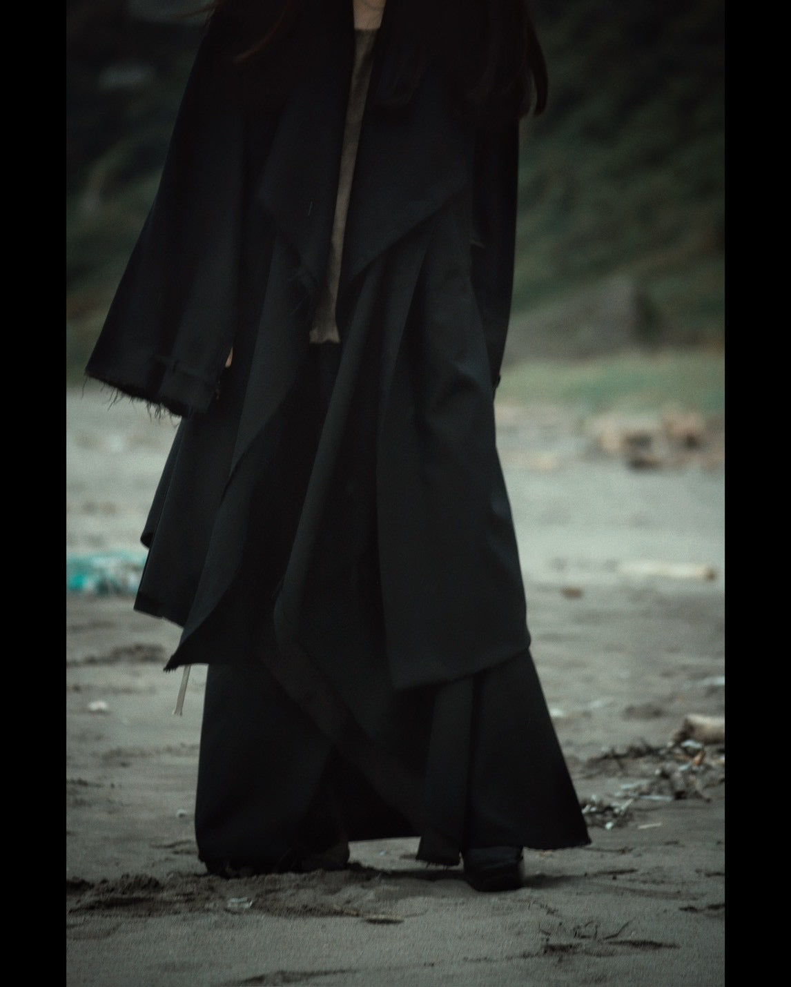 layered frayed coat