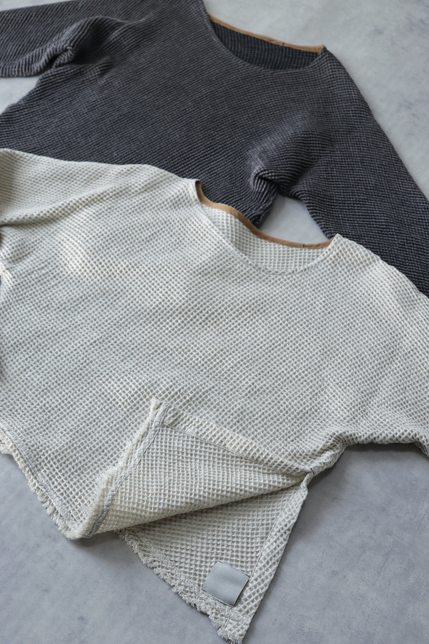 waffle bias pullover
