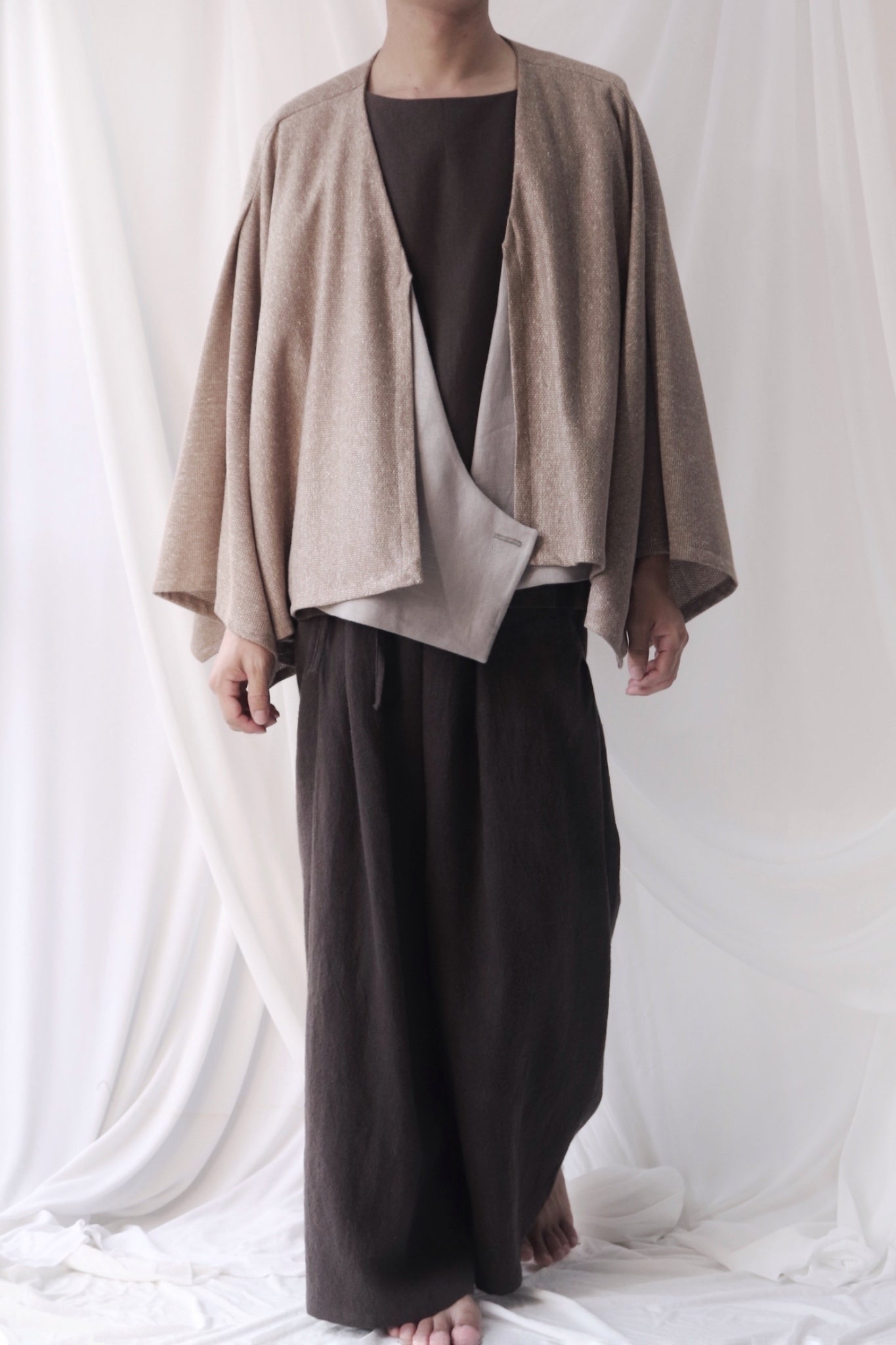 cotton knit haori cardigan