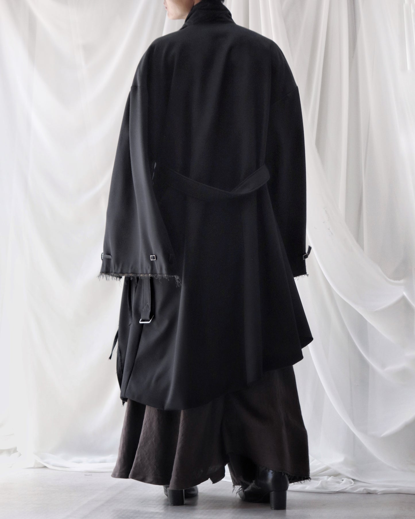 layered frayed coat