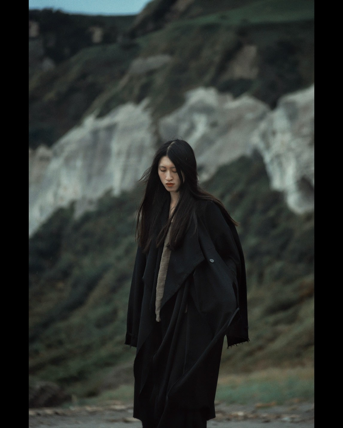 layered frayed coat