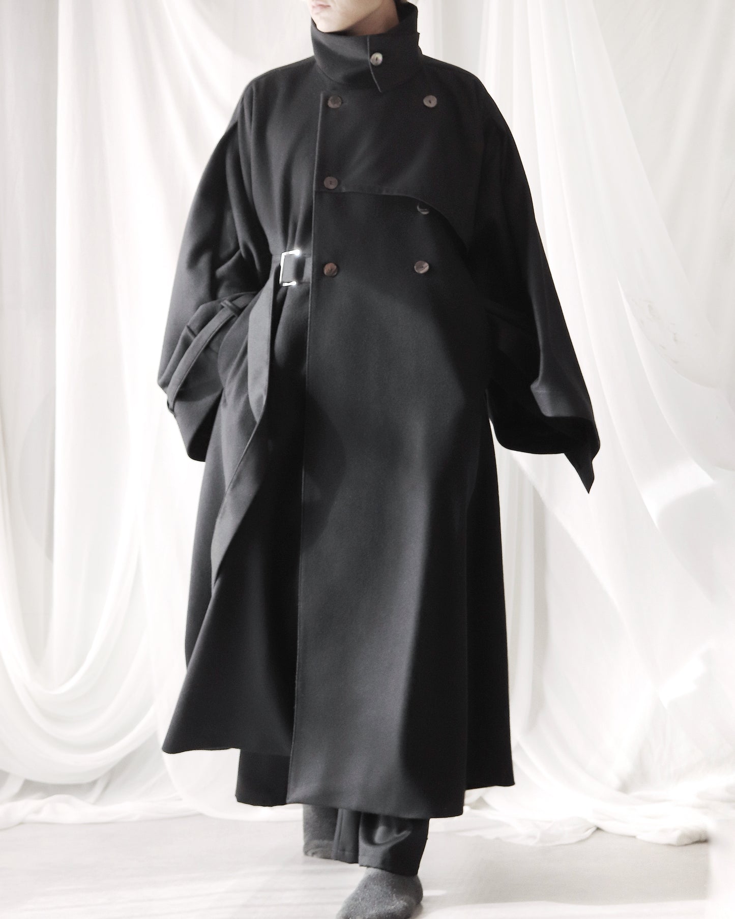 wool layered trench coat