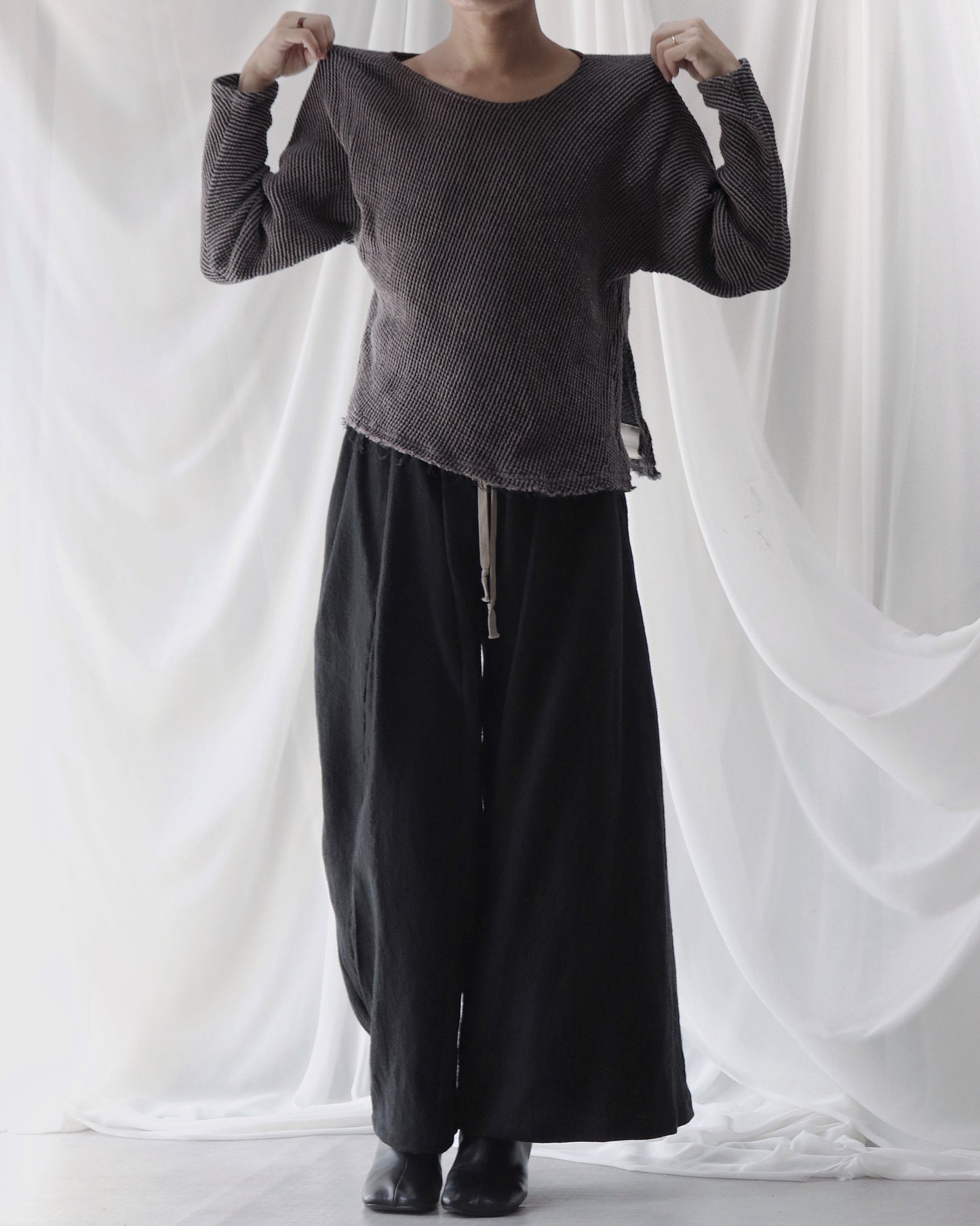 waffle bias pullover