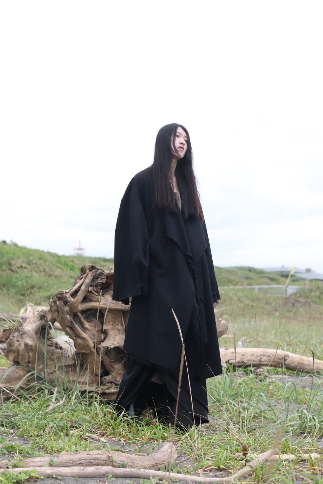 layered frayed coat