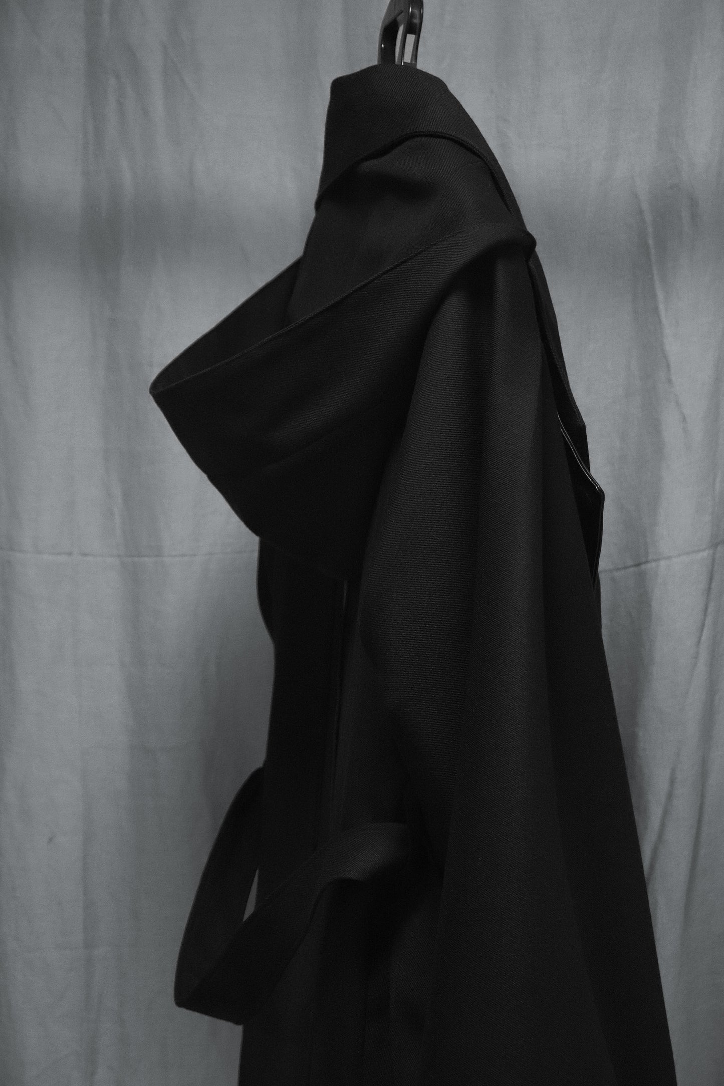 wool × leather layered coat