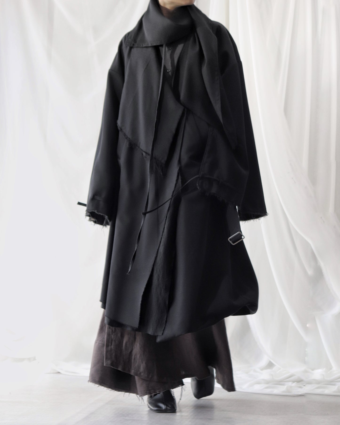 layered frayed coat