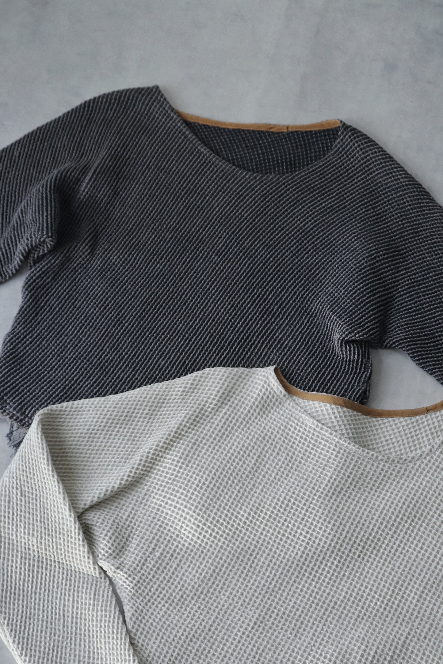 waffle bias pullover