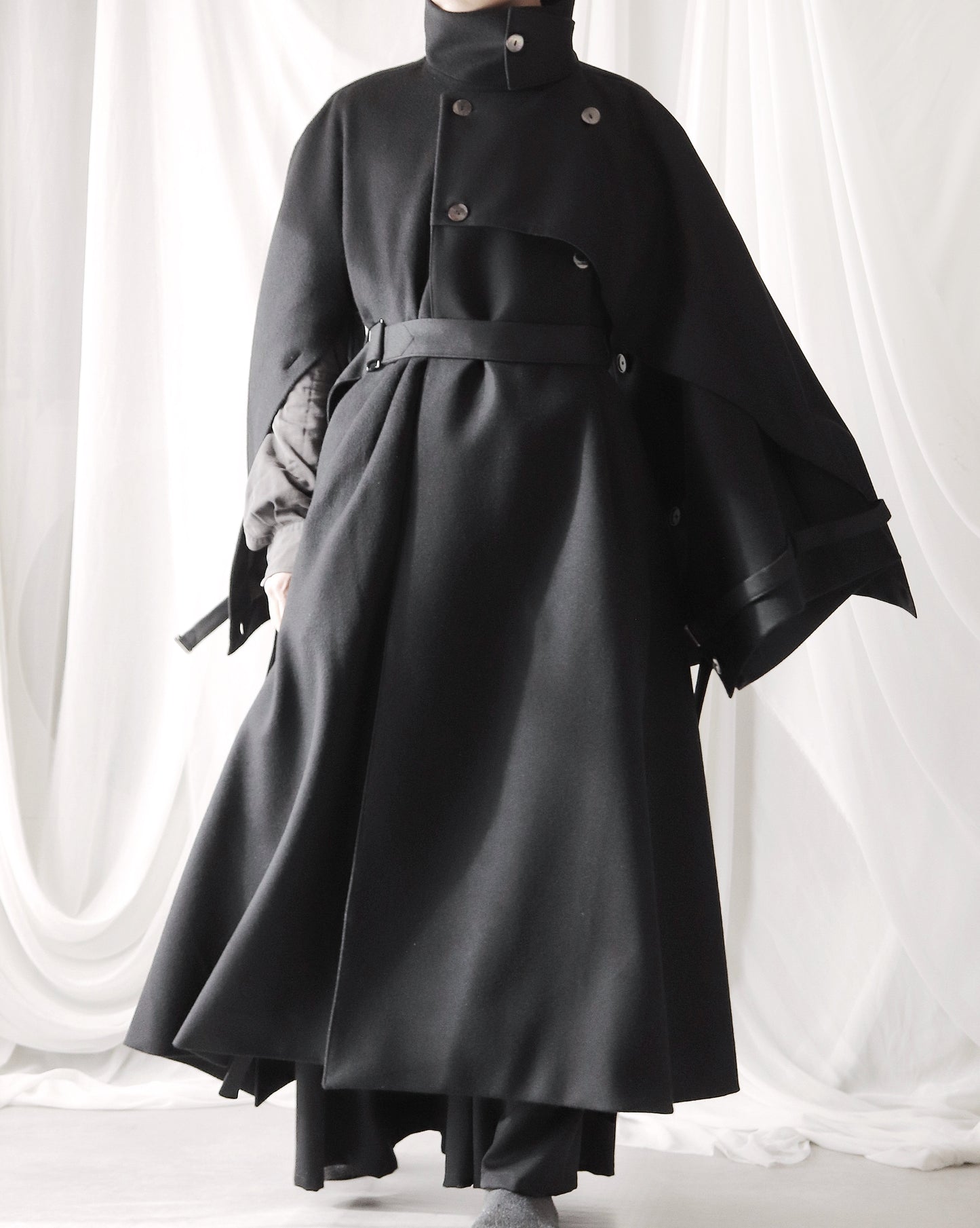 wool layered trench coat
