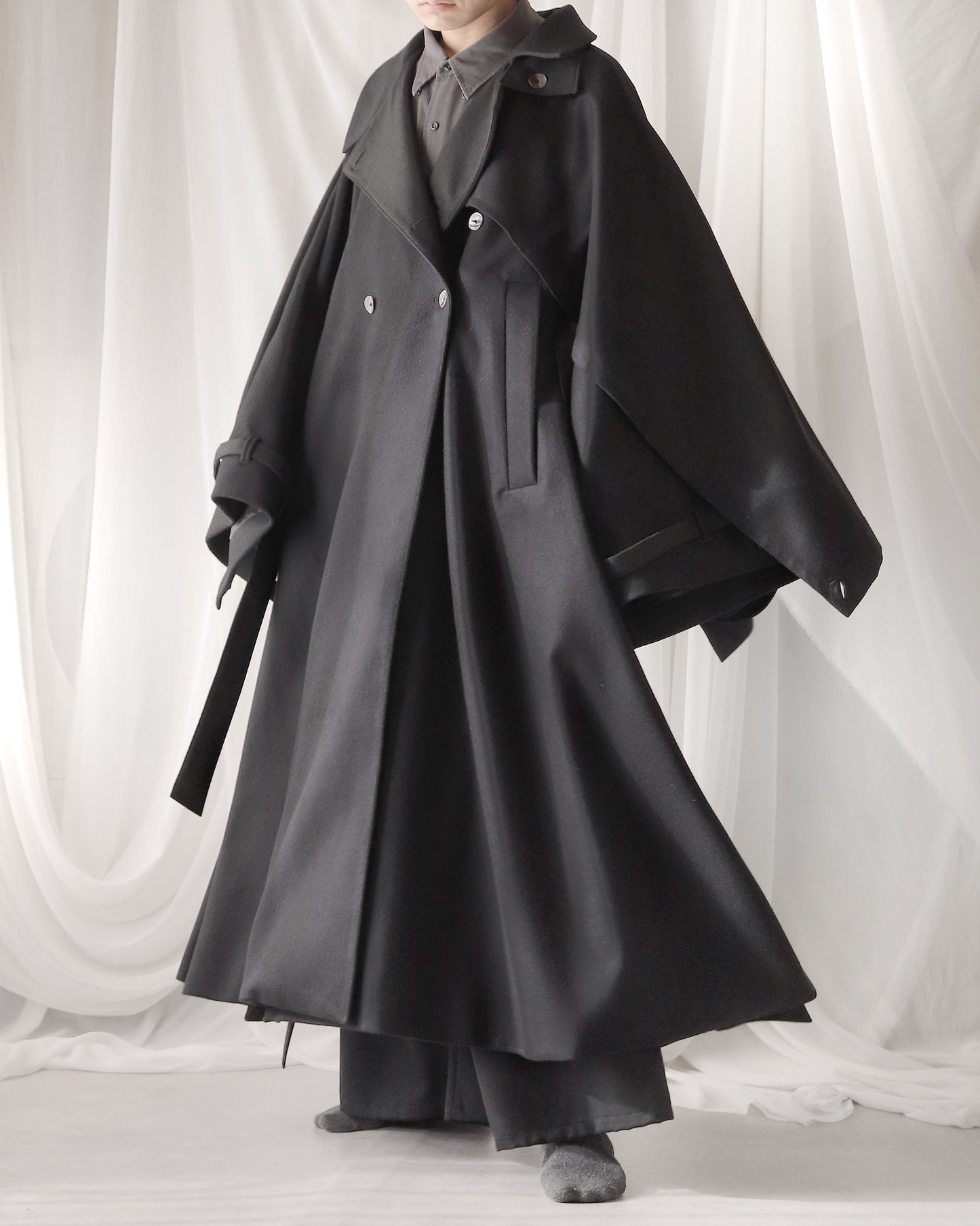 wool layered trench coat
